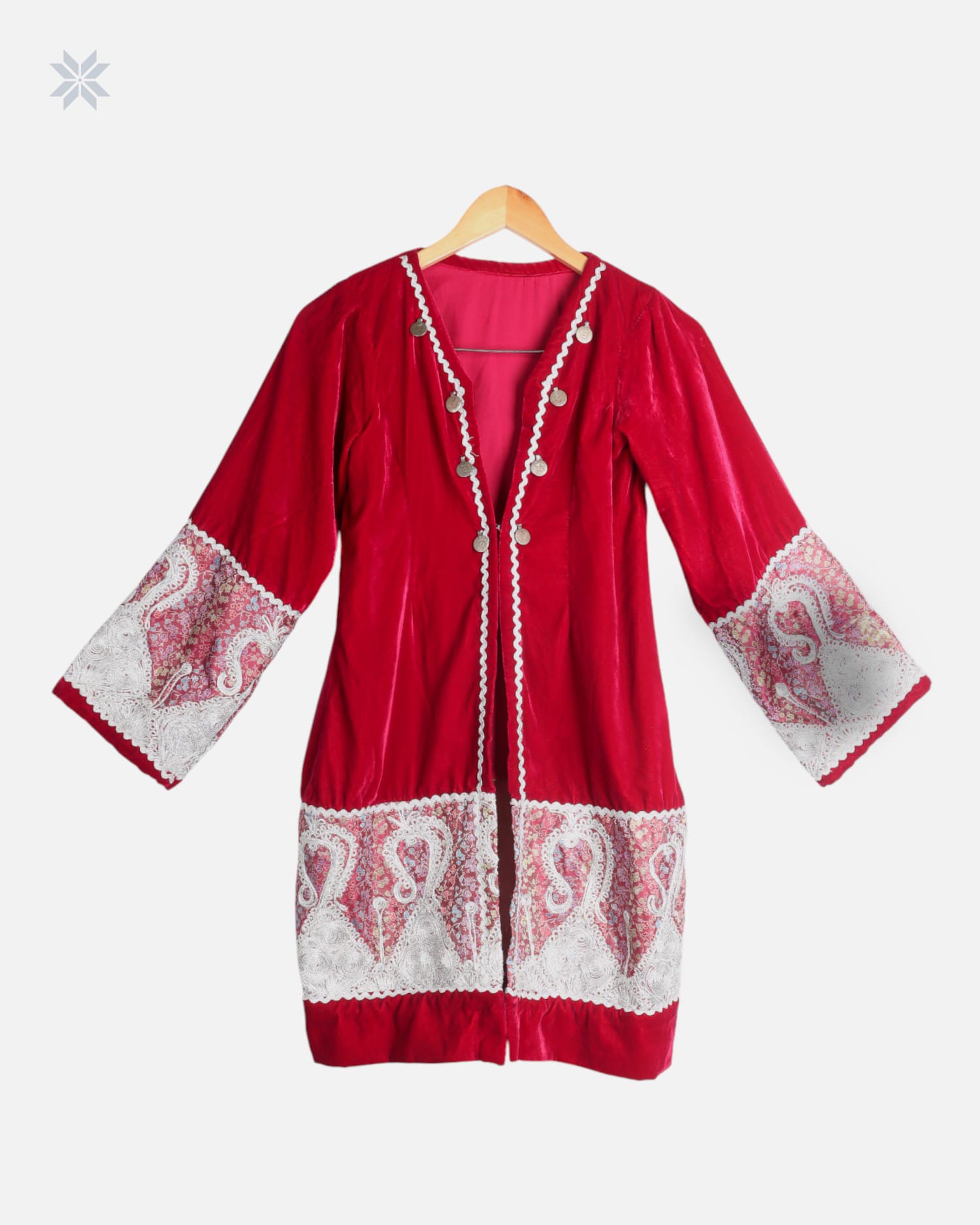 Red Afghan Silk Velvet Sarpatloni with Gulabatoon Work