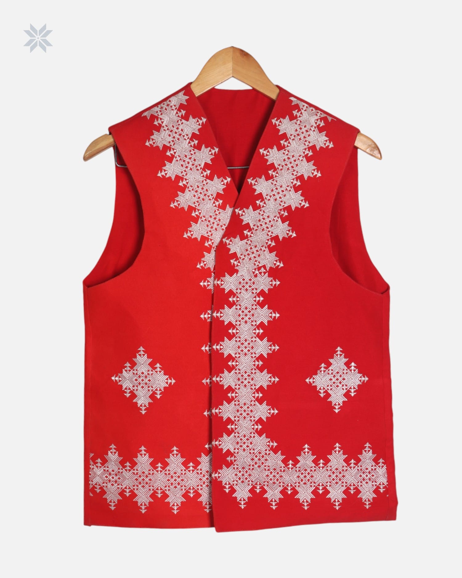 Men's Red Embroidered Vest