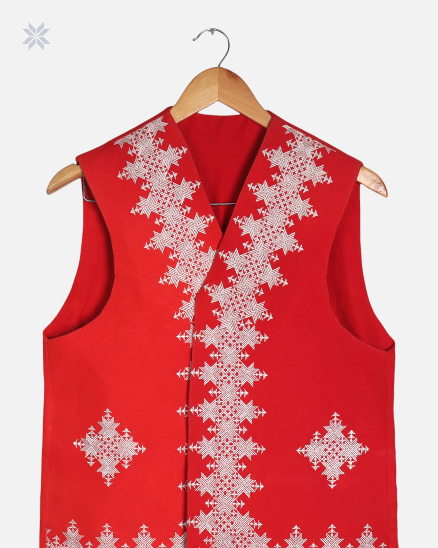 Men's Red Embroidered Vest