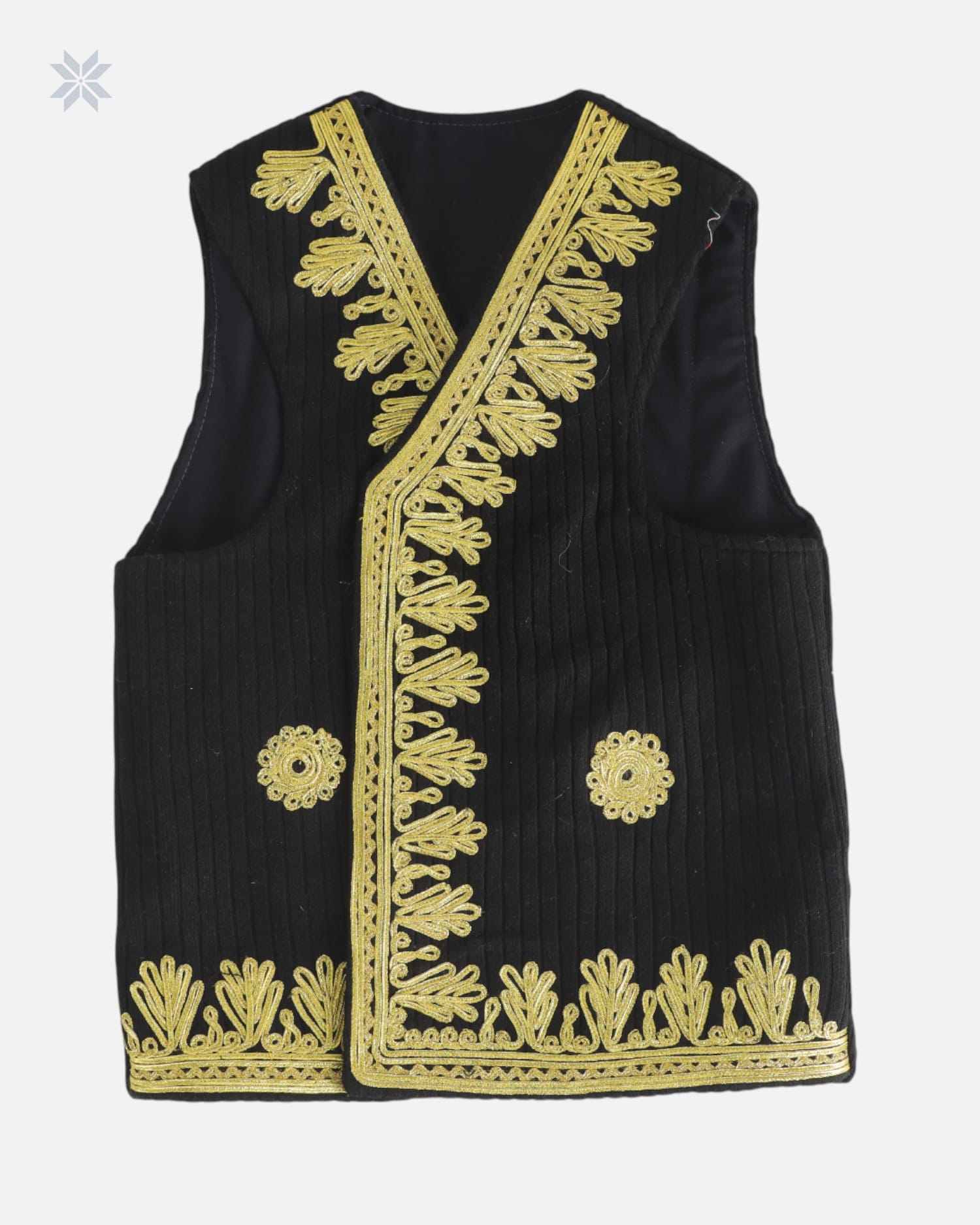 Men’s Black Waistcoat with Gold Embroidery