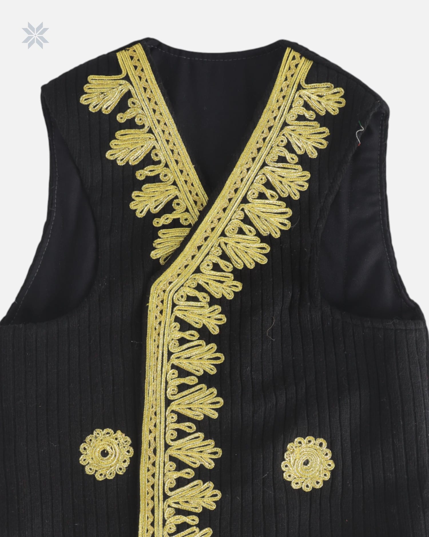 Men’s Black Waistcoat with Gold Embroidery