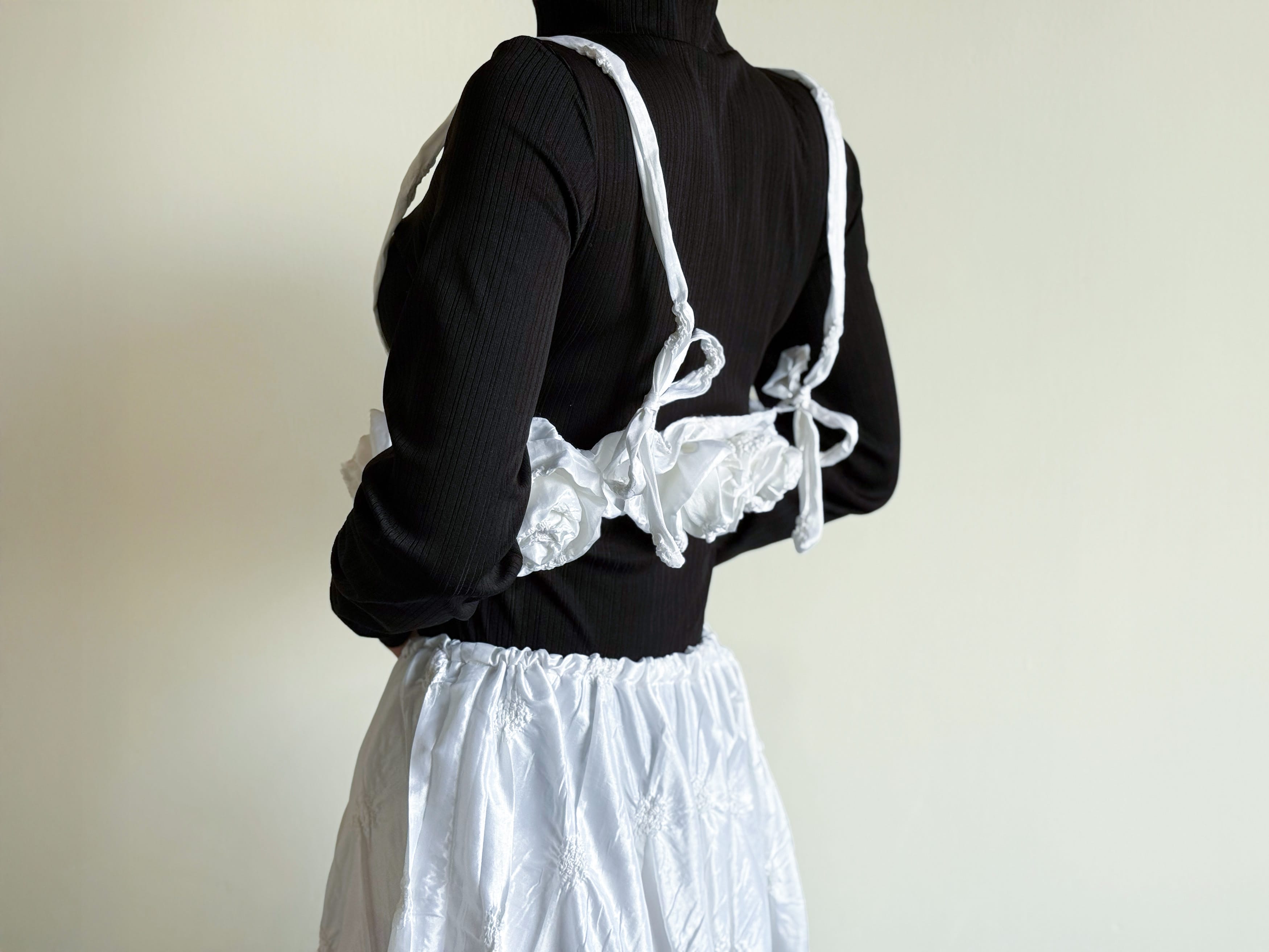 Silk Taffeta Puffy Skirt & 3D Floral Belt