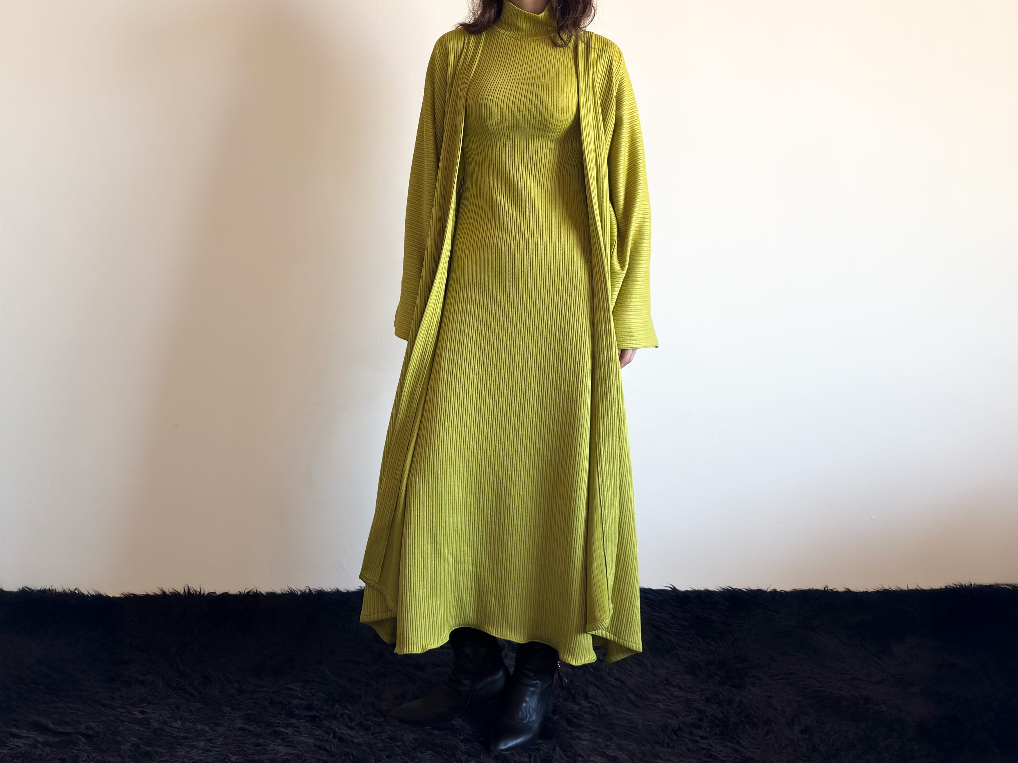 The Olive Harmony Set Slim Maxi Dress & Coordinated Long Coat