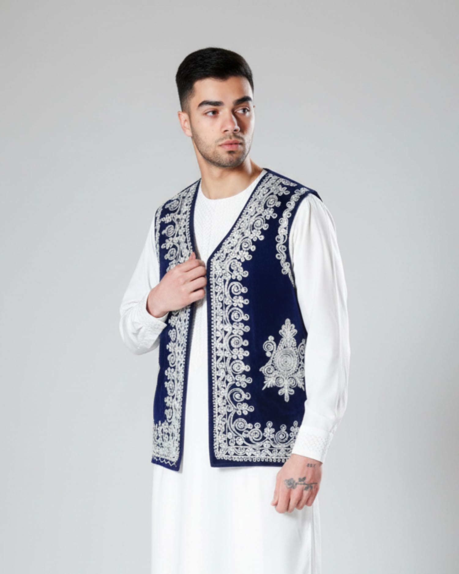 Afghan Velvet Waistcoat with Traditional Charma Dozi