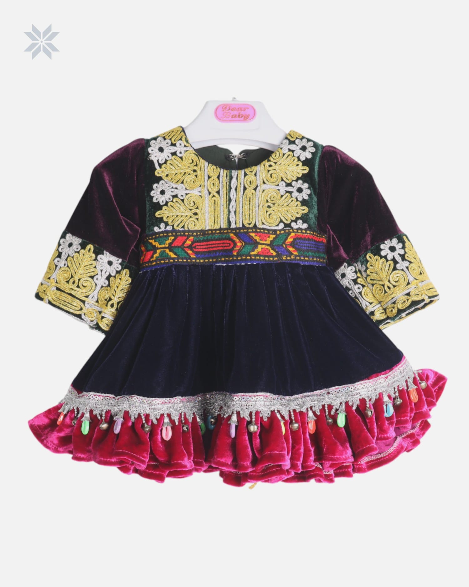 Afghan Toddler Dress with Traditional Charma Dozi Leatherwork
