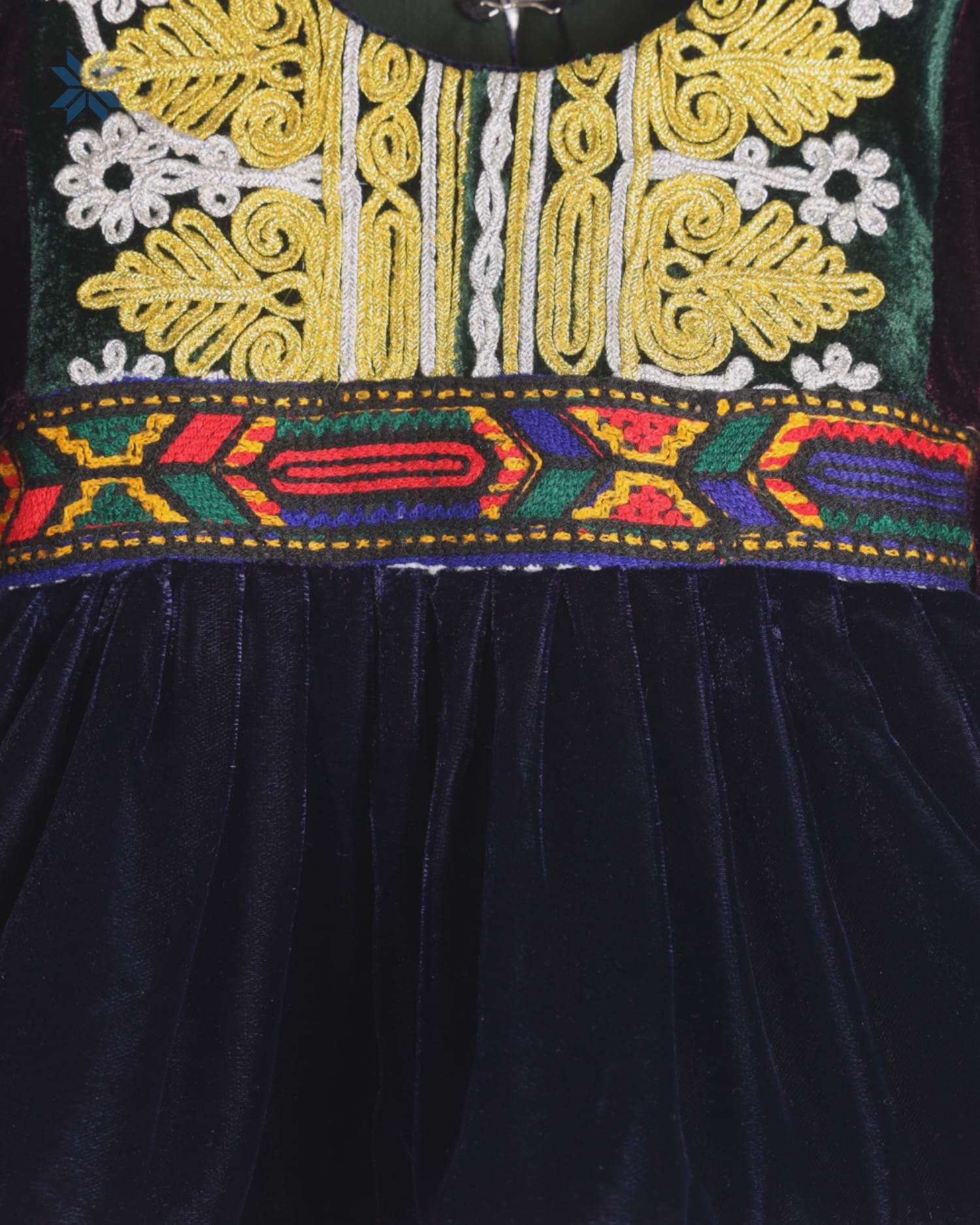 Afghan Toddler Dress with Traditional Charma Dozi Leatherwork