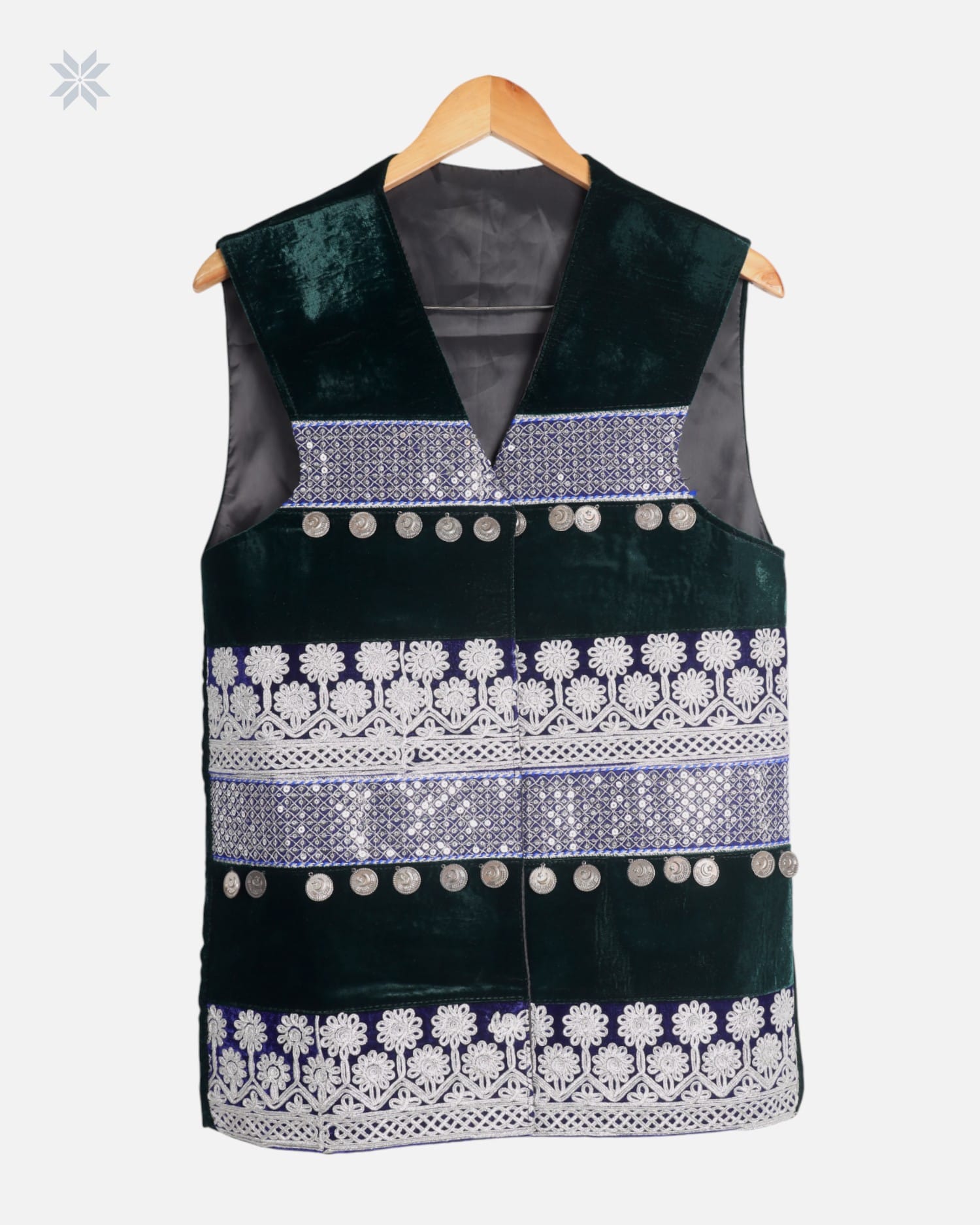 Afghan Traditional Velvet Waistcoat with Charma Dozi