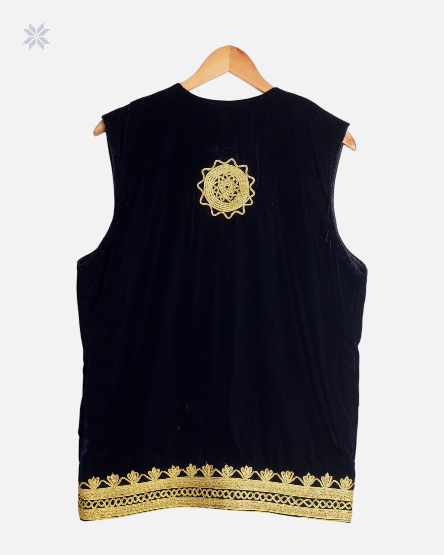Dark Blue Velvet Waistcoat with Handcrafted Charma Dozi