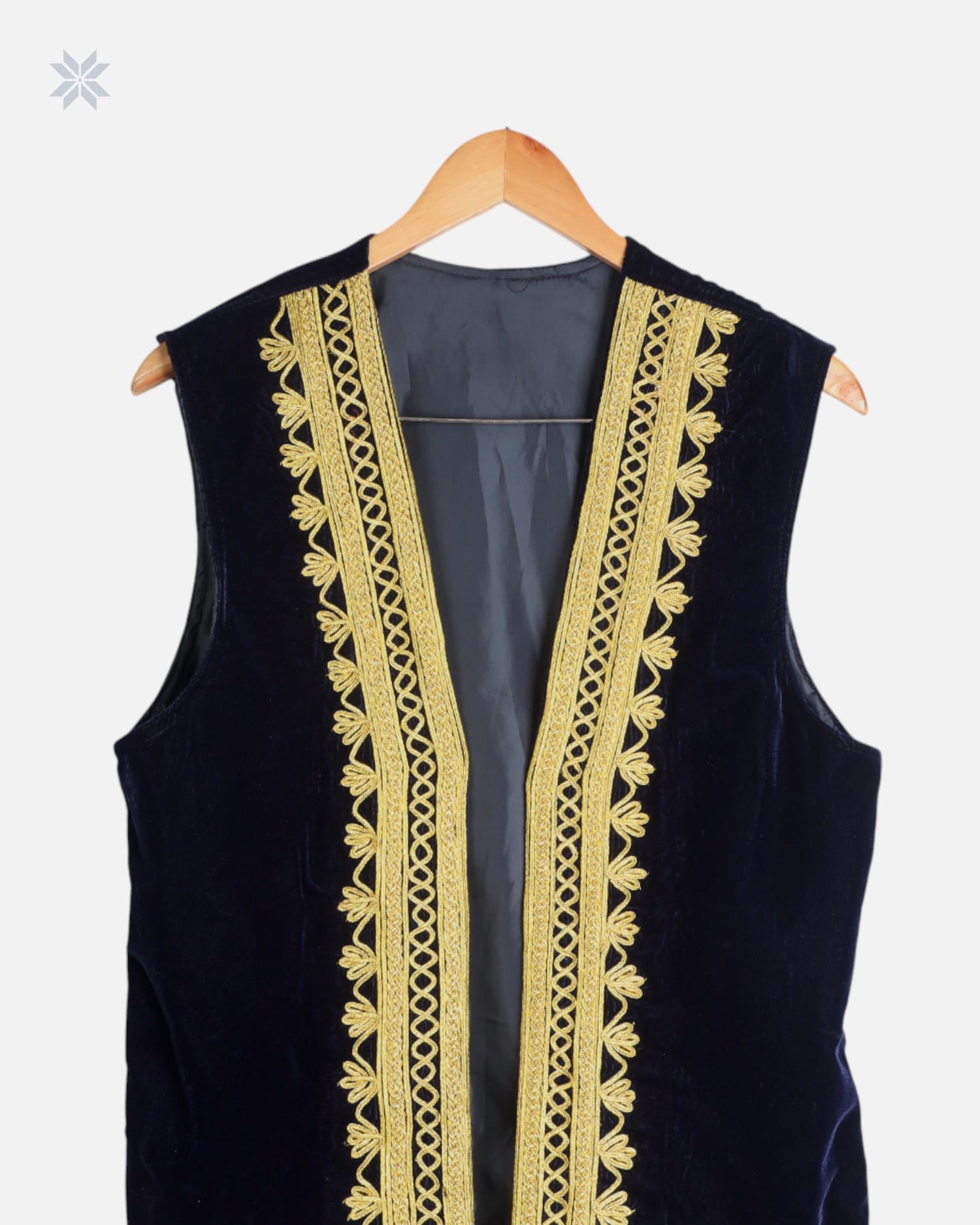 Dark Blue Velvet Waistcoat with Handcrafted Charma Dozi