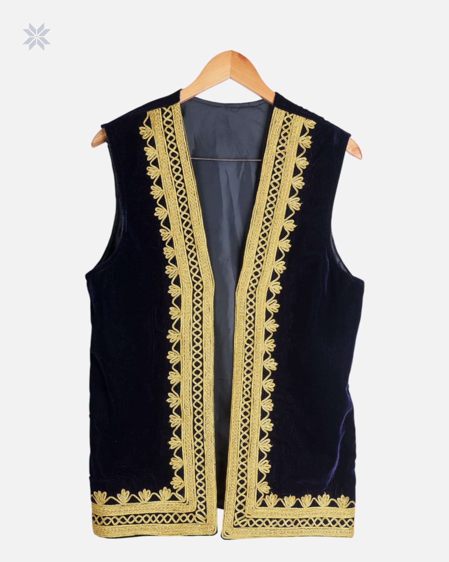 Dark Blue Velvet Waistcoat with Handcrafted Charma Dozi