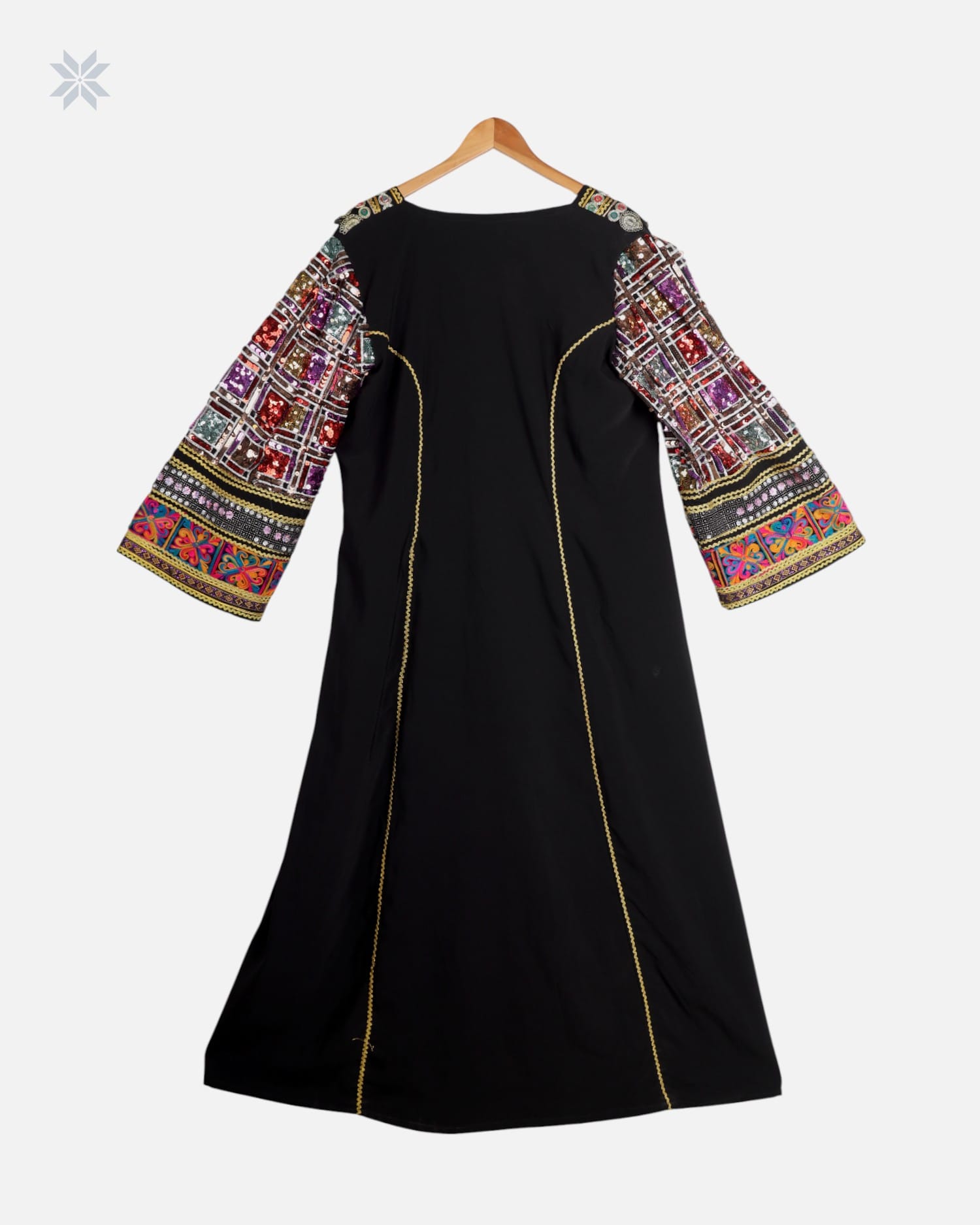 Traditional Afghan Hijab with Colorful Sequin Design