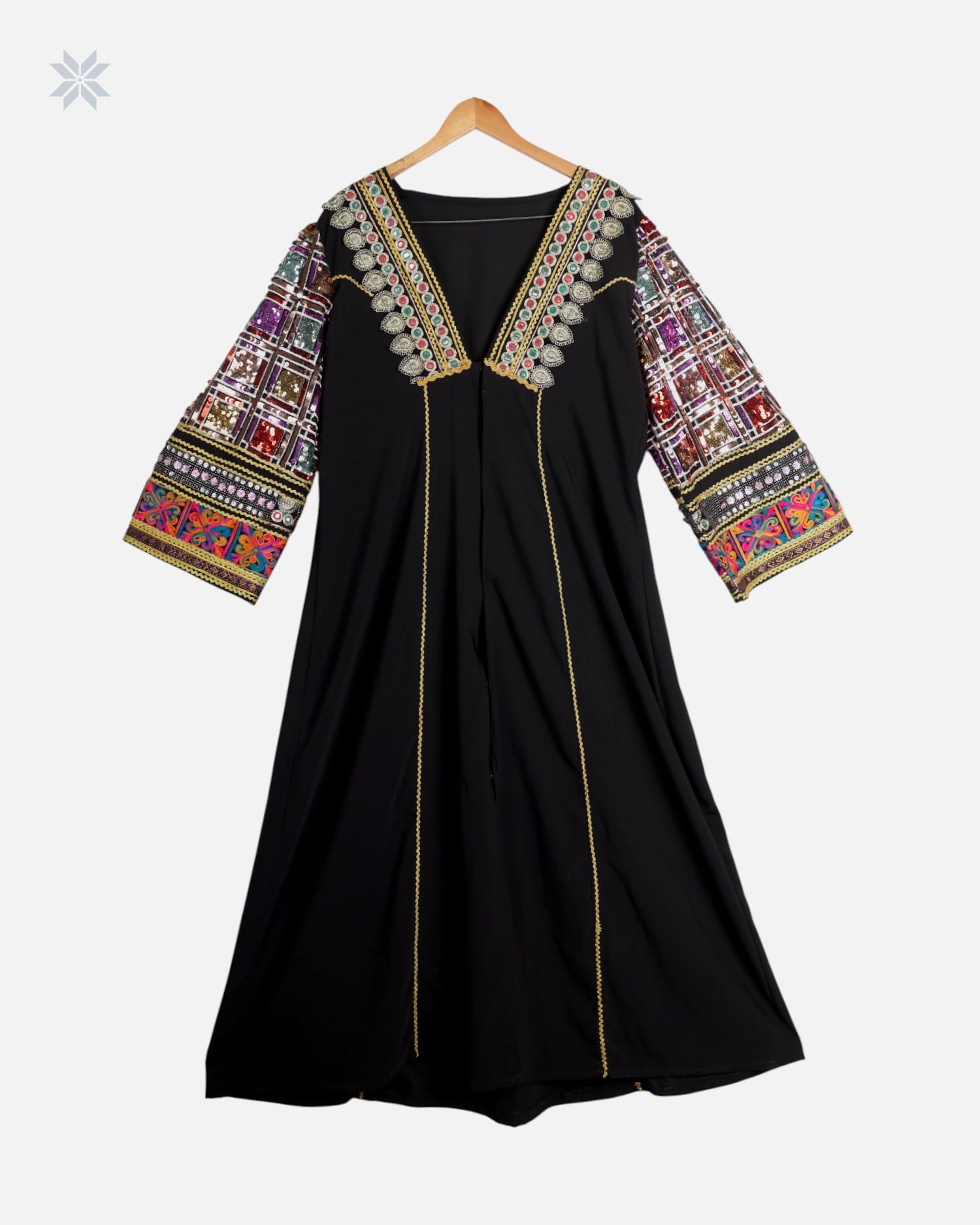Traditional Afghan Hijab with Colorful Sequin Design