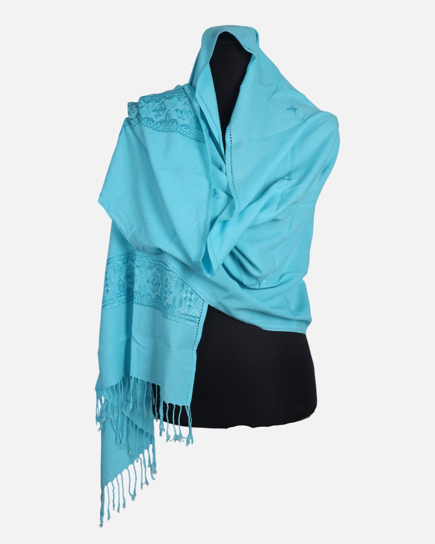 Sky Blue Afghan Cotton Scarf