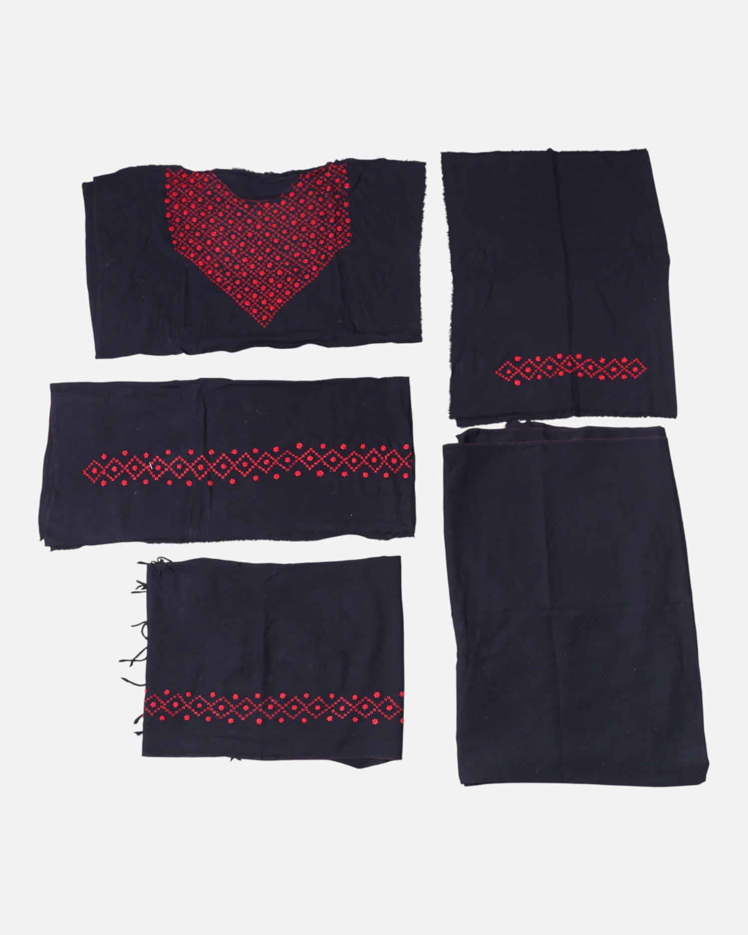 Women’s Punjabi 3-Piece Set – Black Cotton with Red Hand Embroidery