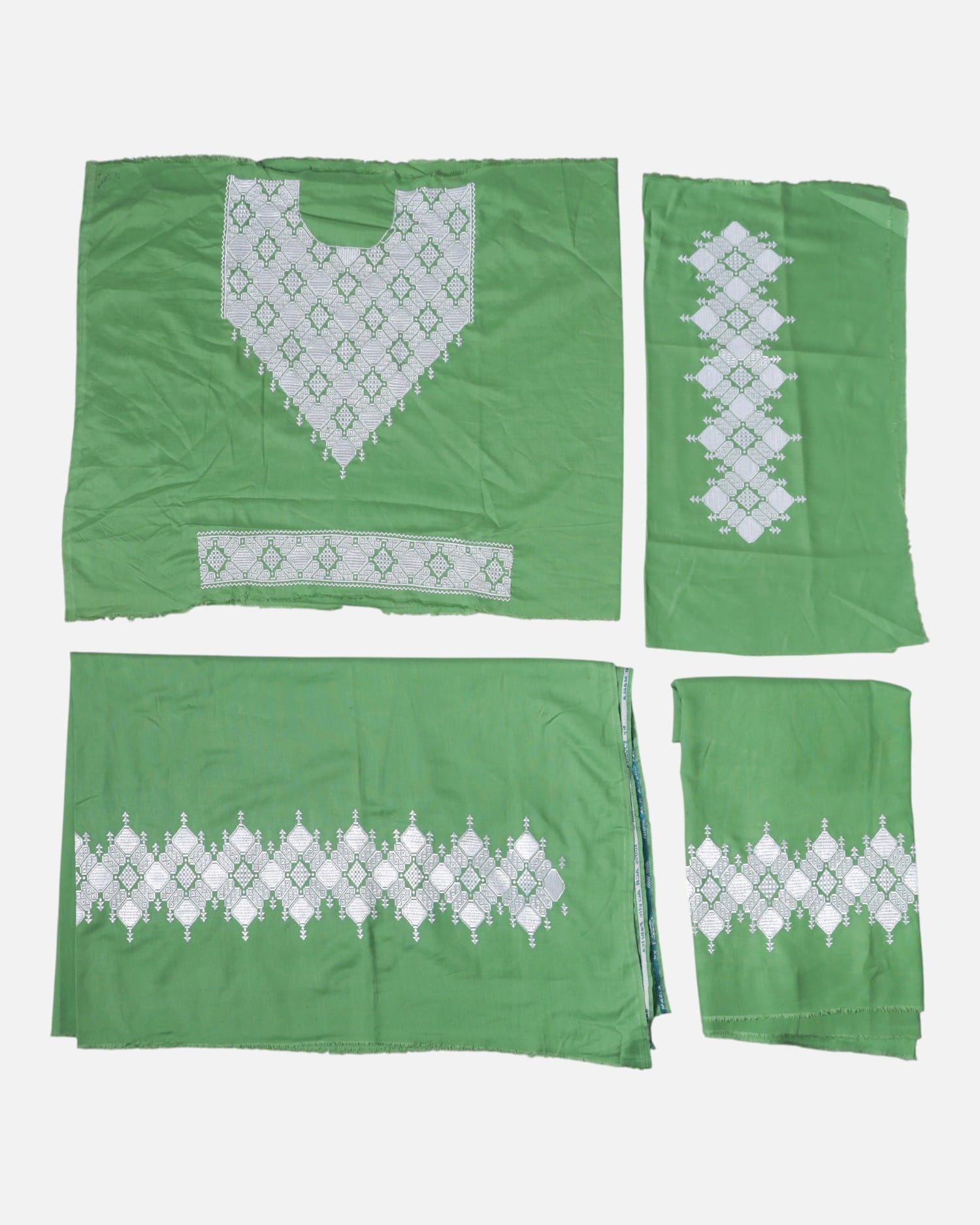 Green Hazargi Traditional Dress Fabric