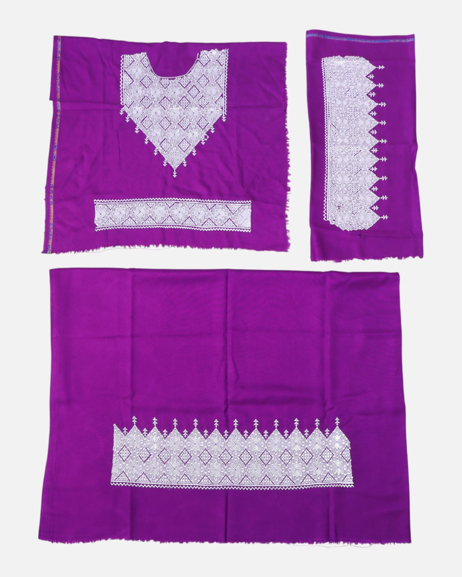 Purple Afghan Khamek Embroidery Dress – Non-Sewn 3PC Set