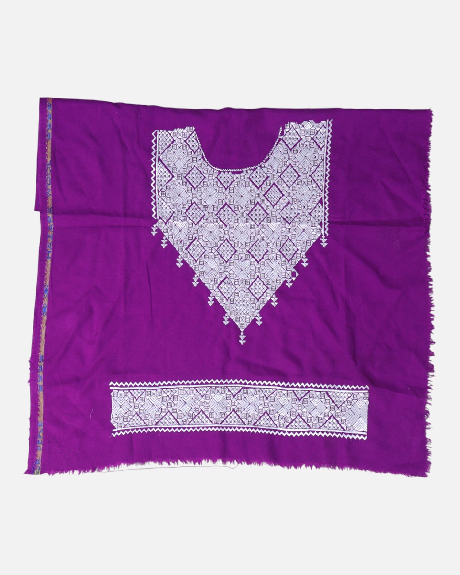 Purple Afghan Khamek Embroidery Dress – Non-Sewn 3PC Set