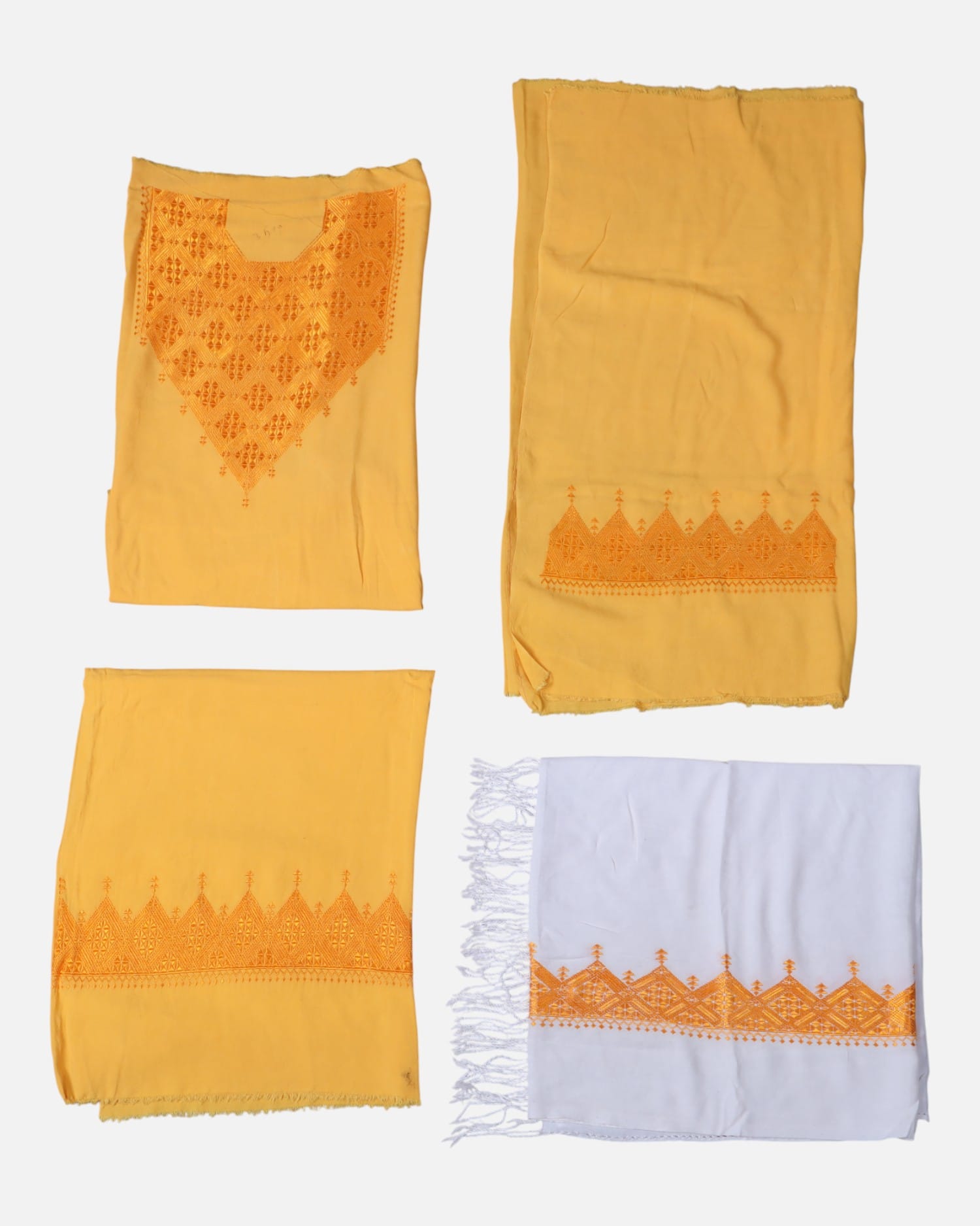 Classic Mustard Yellow Hazargi Afghan Women’s Unstitched Fabric