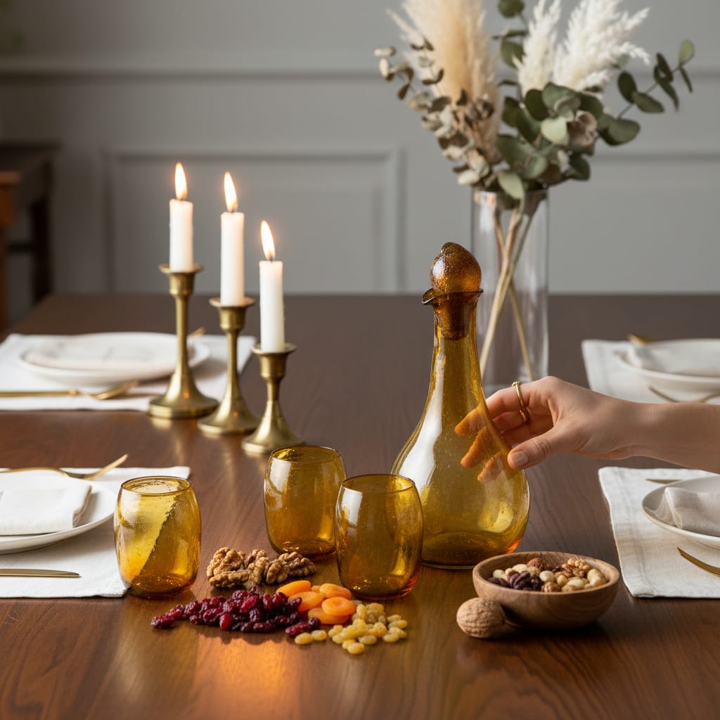 Luxury Hand-Blown Herati Glass Set with Jug
