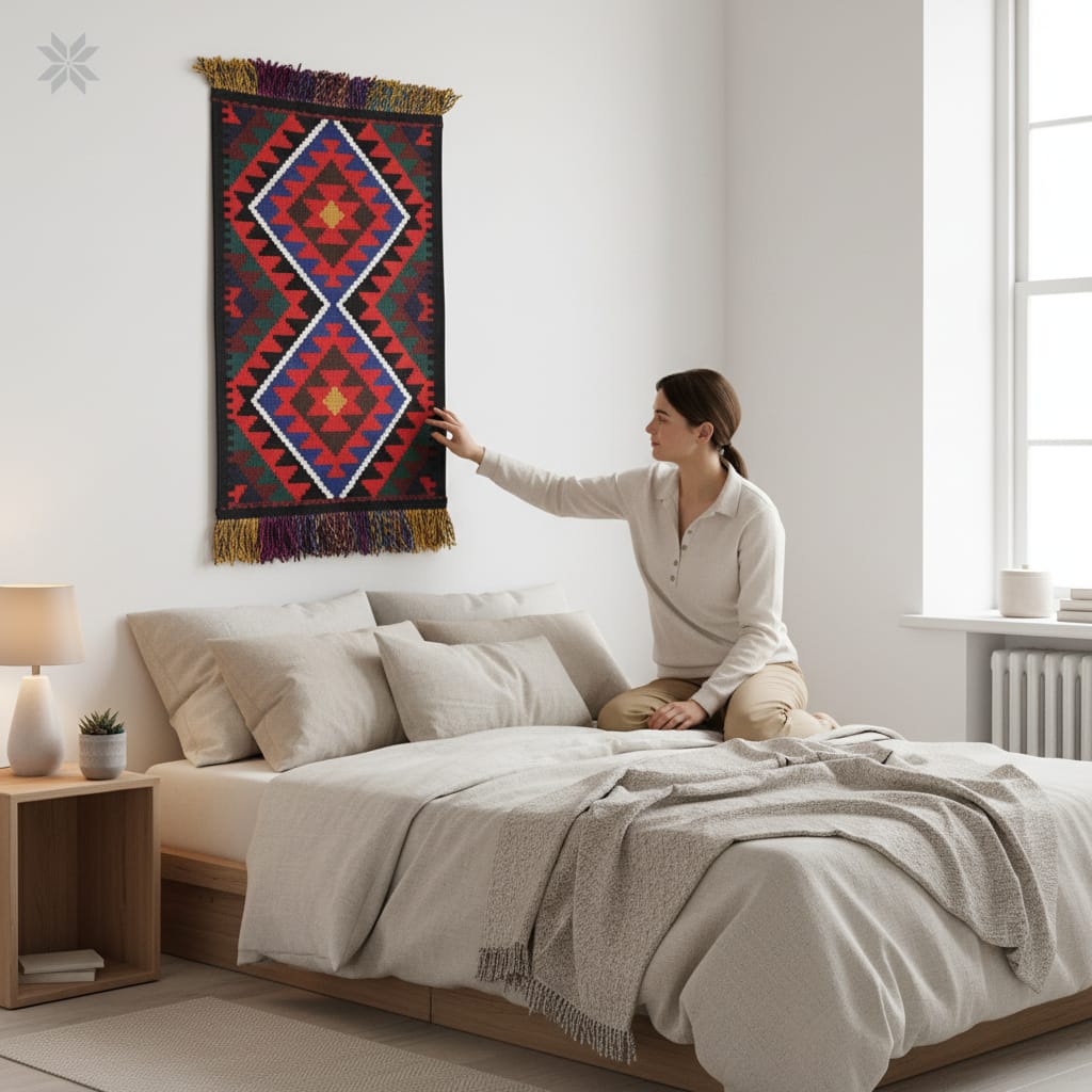 Multicolor Afghan Kilim Table Runner, Doormat