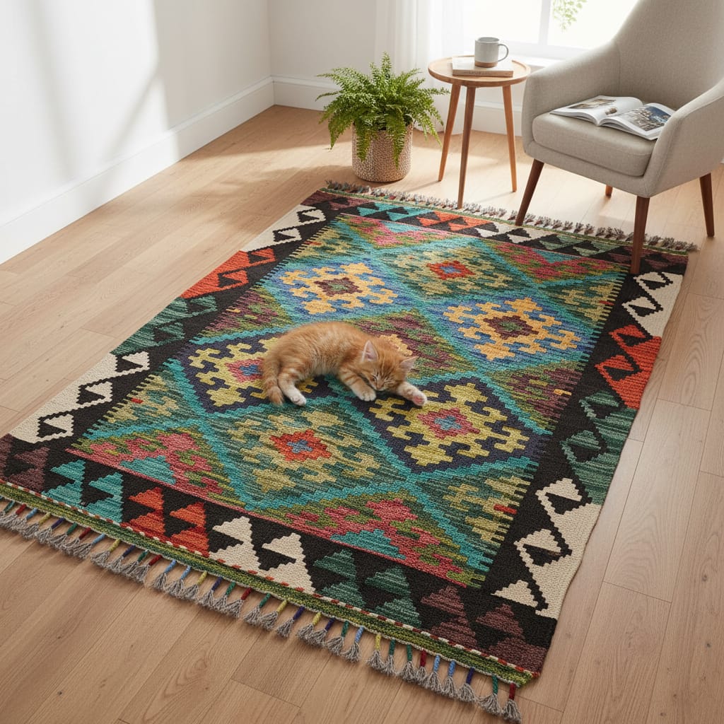 Multicolor Handwoven Mazari Kilim