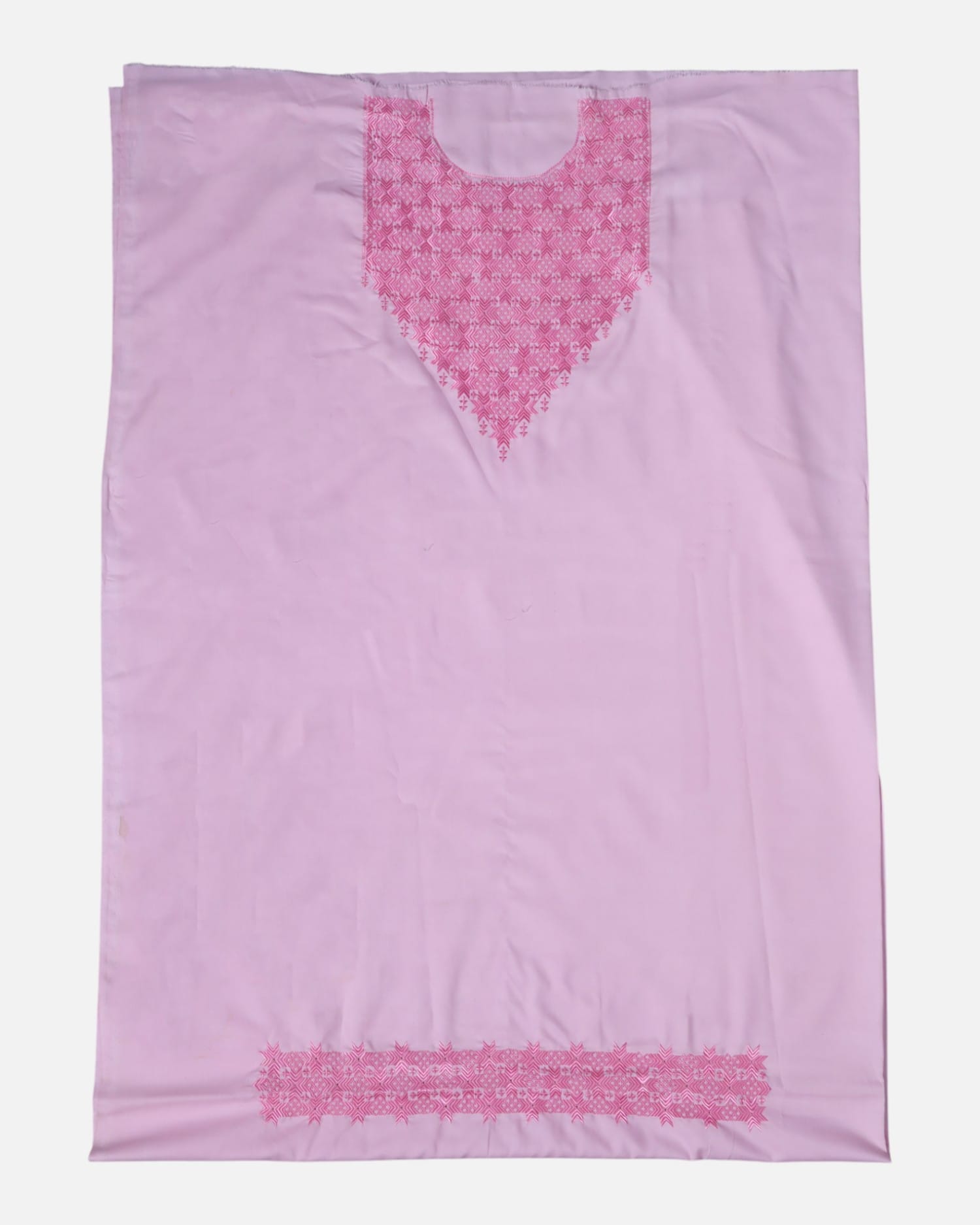 Punjabi Unstitched Women’s Dress Fabric – Light Pink Gulbaf with Hand Khamek Embroidery