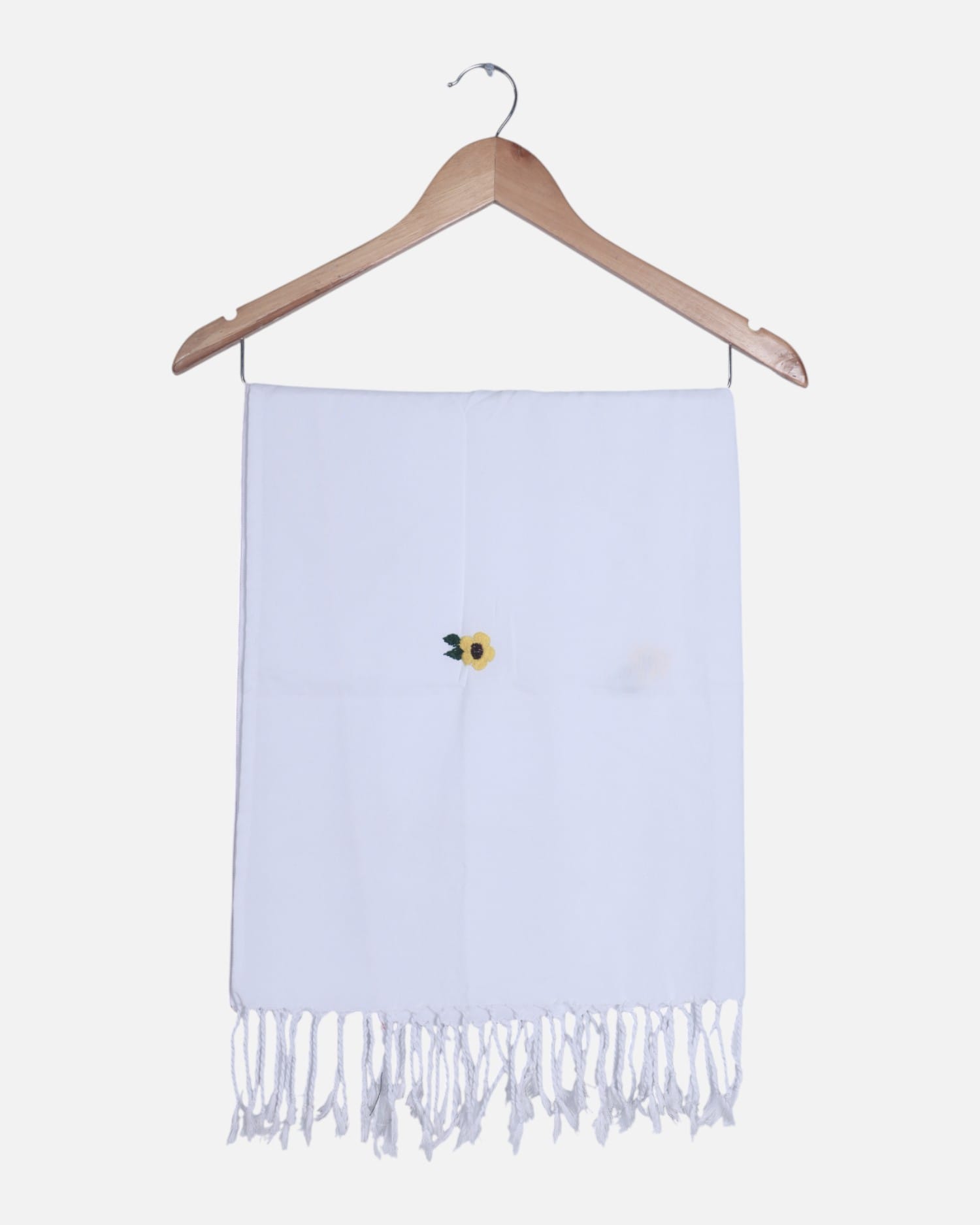 White Women’s Scarf ,Beautiful Ladies White Evening Scarf with Embroidered detail