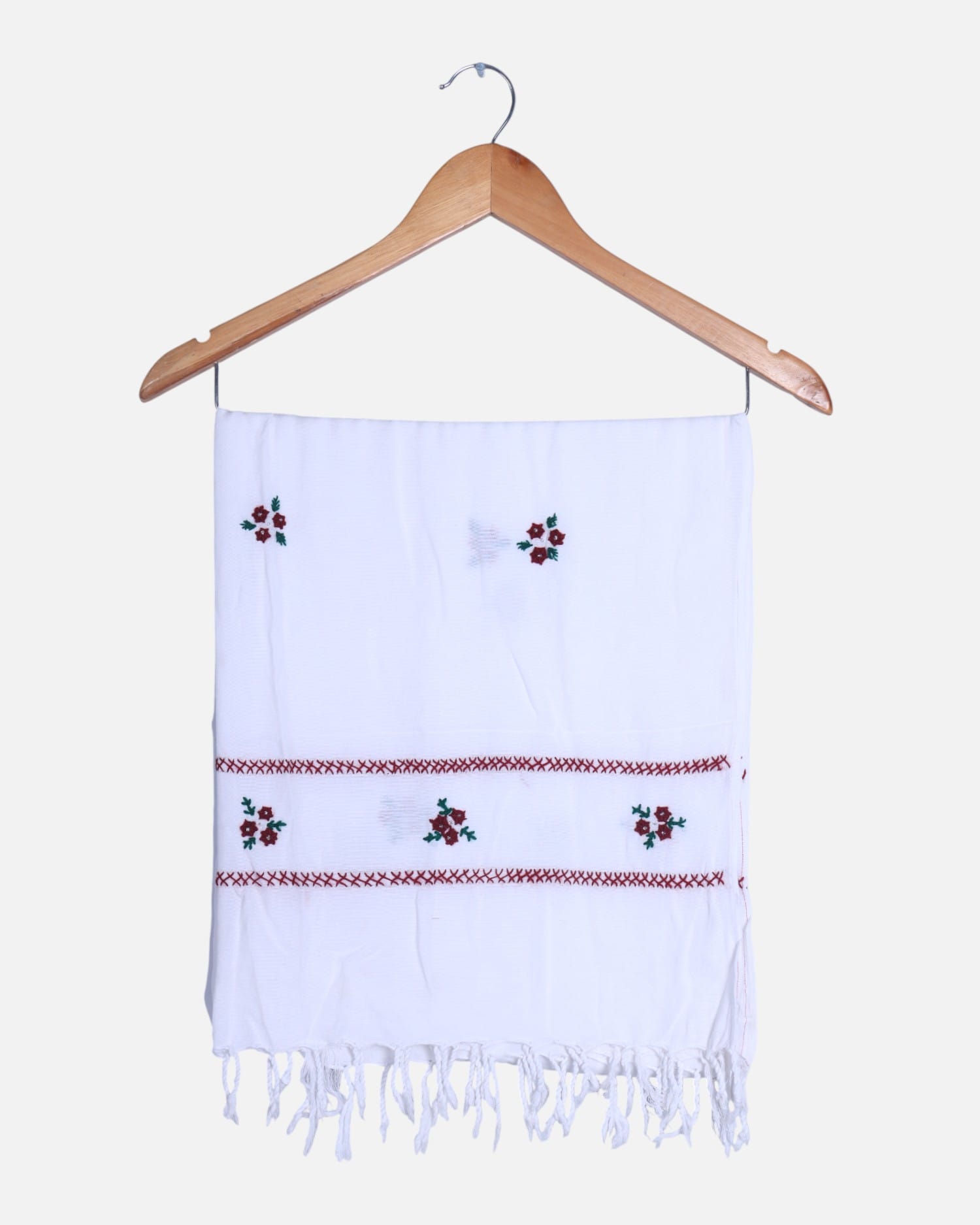 White Cotton Embroidered Women’s Scarf