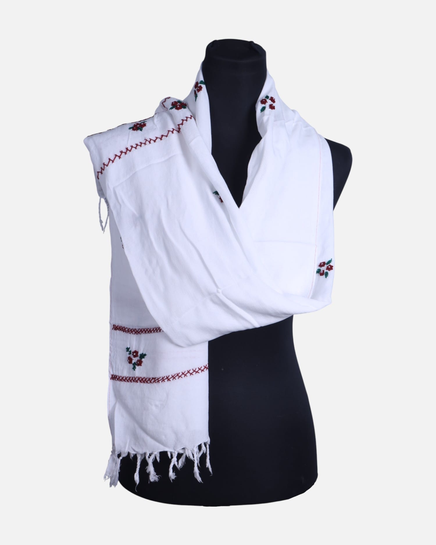 White Cotton Embroidered Women’s Scarf