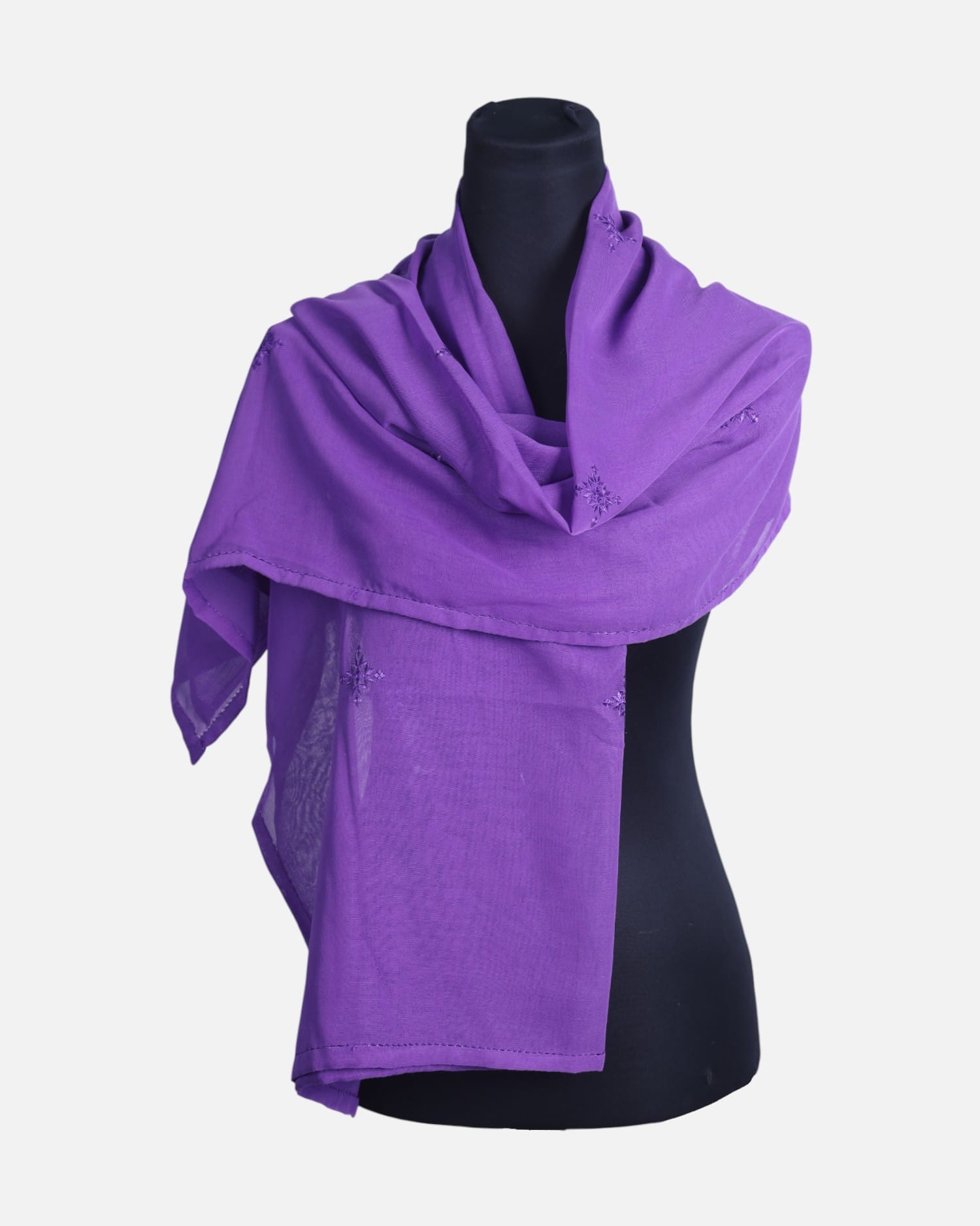 Purple Chiffon Women’s Scarf with Hand Embroidery