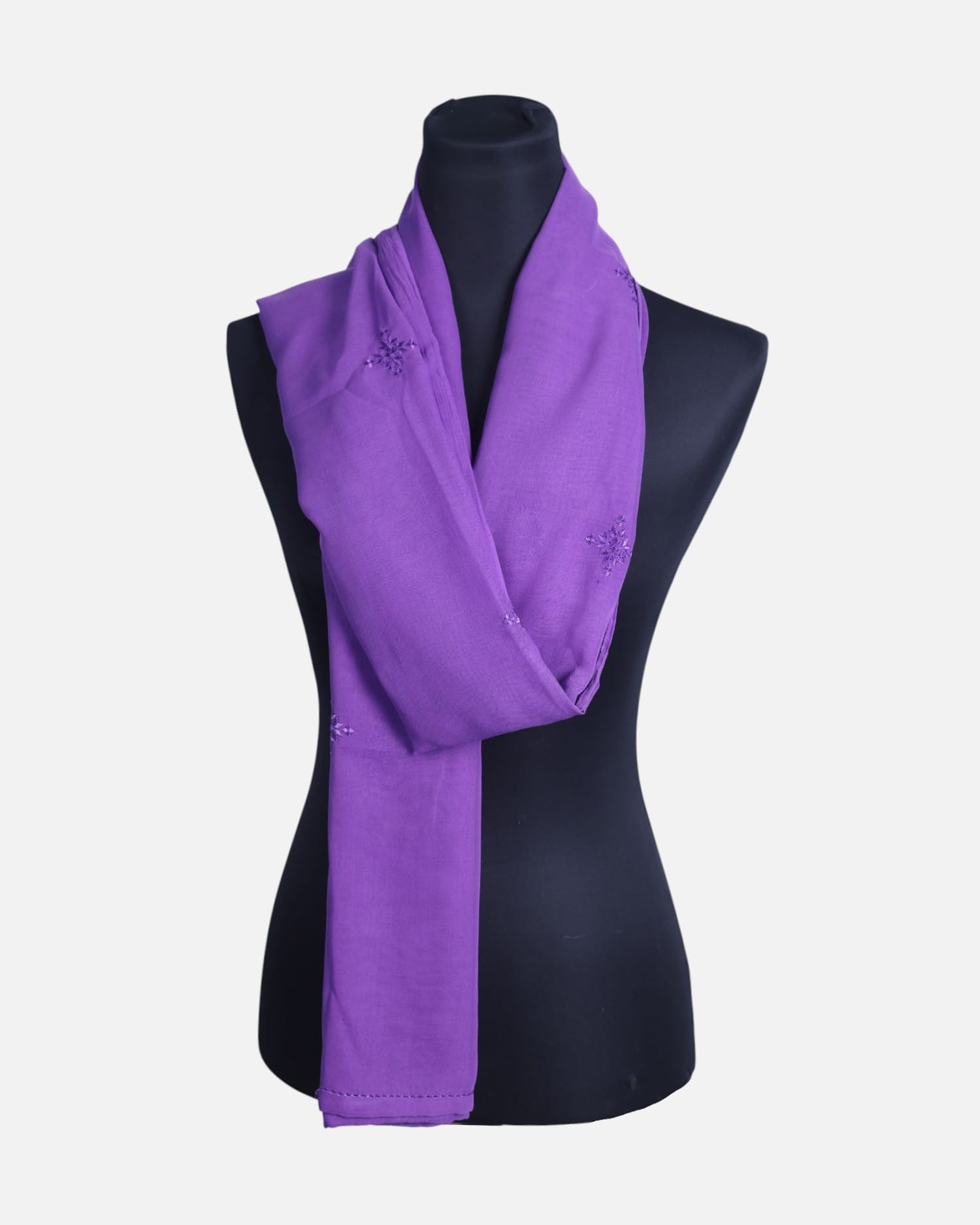 Purple Chiffon Women’s Scarf with Hand Embroidery