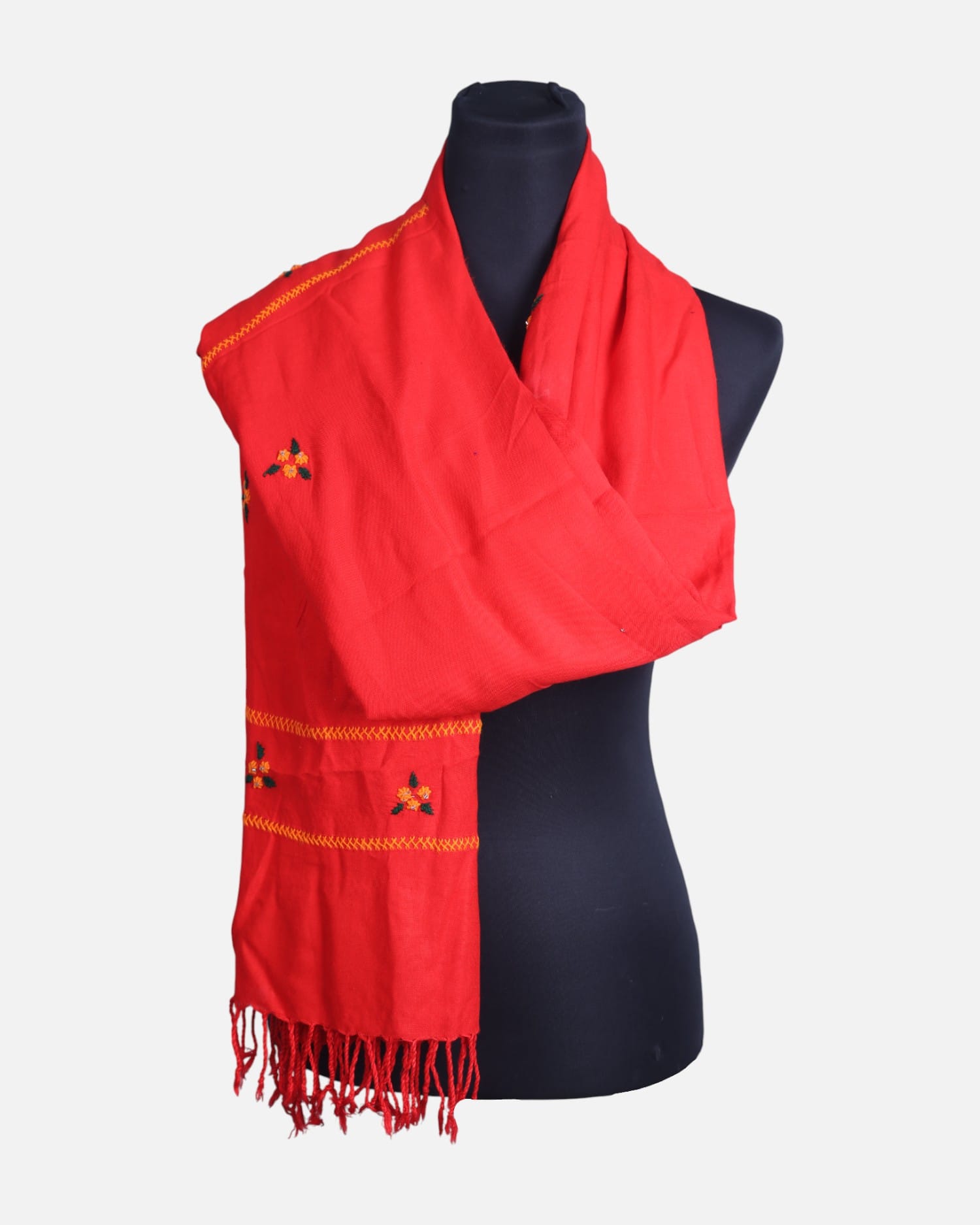 Traditional Afghan Cotton Scraf for Women | Ladies Red Evening Scarf with Embroidered detail