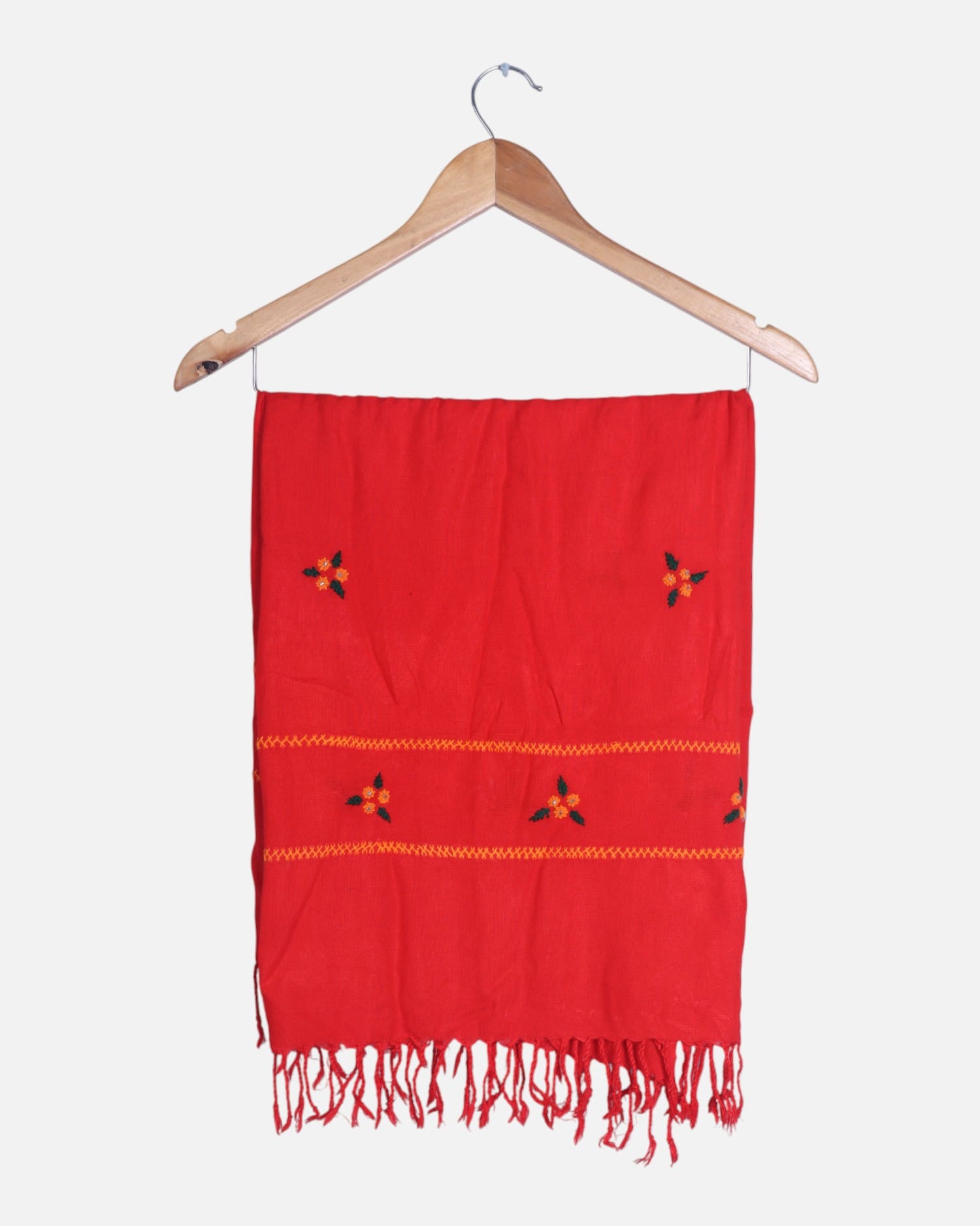 Traditional Afghan Cotton Scraf for Women | Ladies Red Evening Scarf with Embroidered detail
