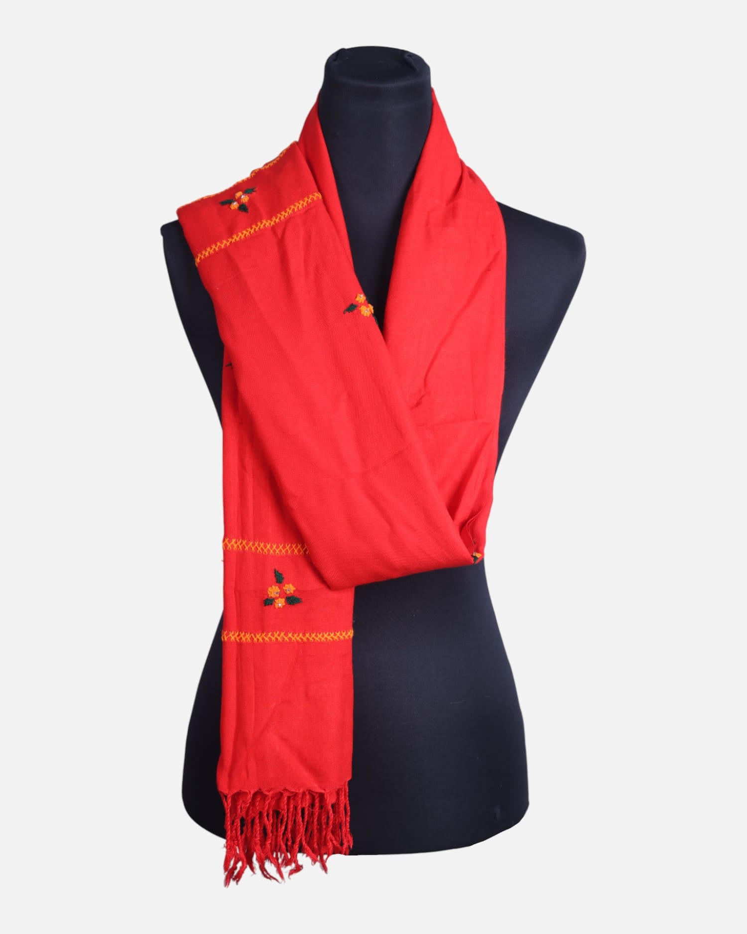 Traditional Afghan Cotton Scraf for Women | Ladies Red Evening Scarf with Embroidered detail