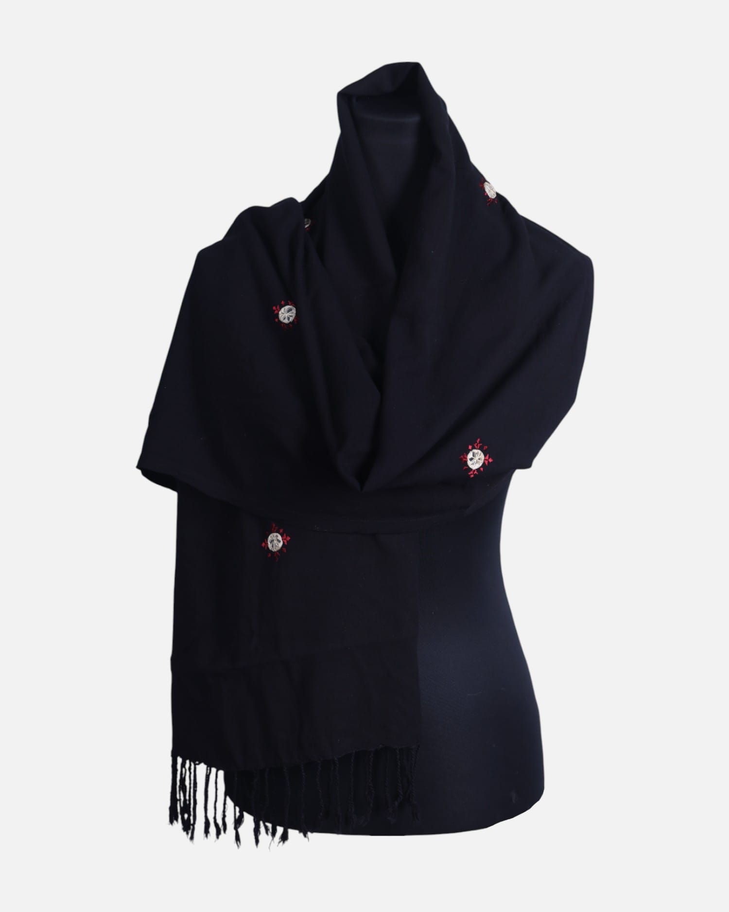Black Cotton Chador with Hand Glass Embroidery,  Flower Cotton Fabric,Black Fabric,Flower Fabric,Cotton Fabric,Embroidered Flower Fabric,Soft Fabric,Dress Fabric,Fabric By The Yard