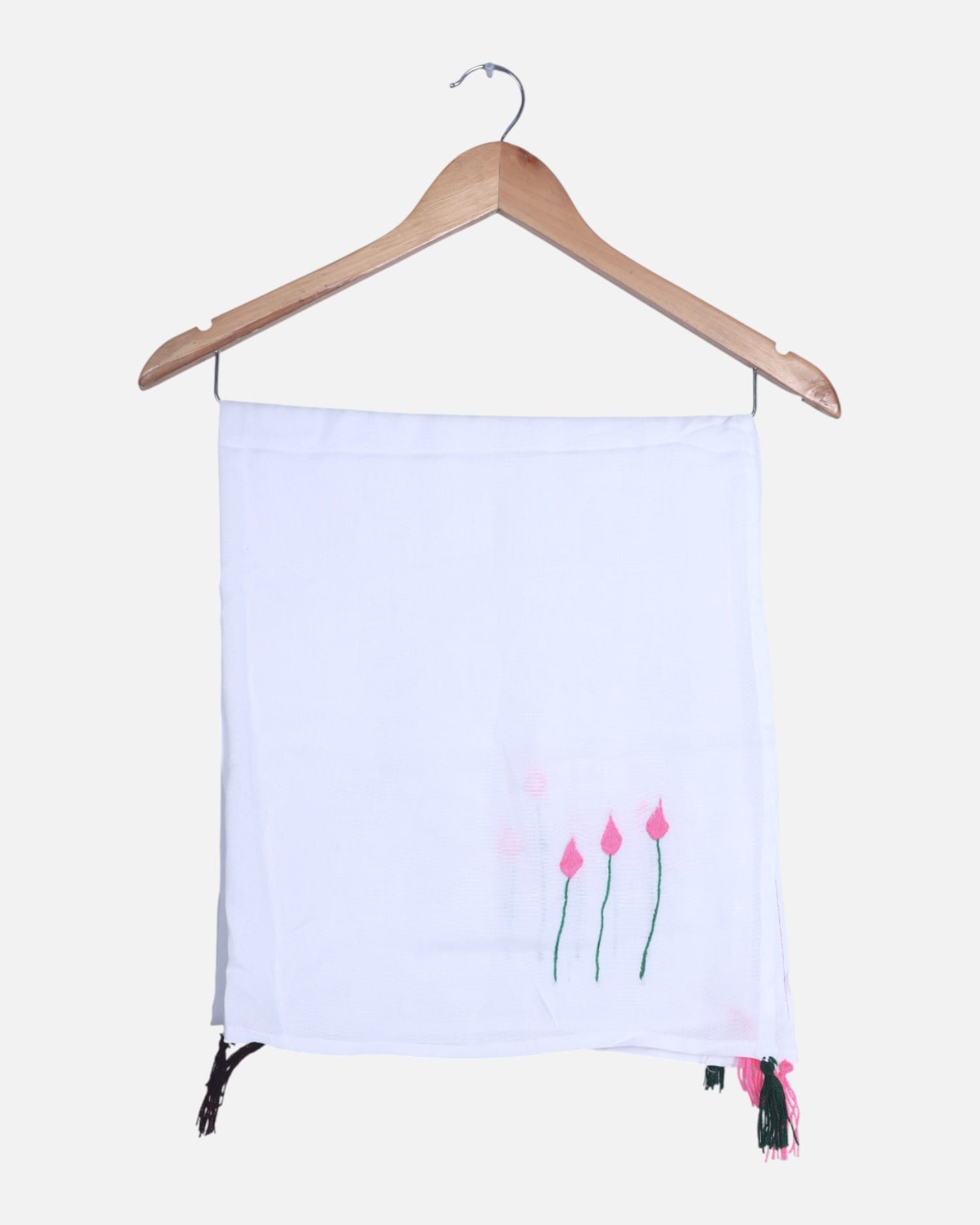 White Afghan Women’s Chador with Pink Hand Embroidery