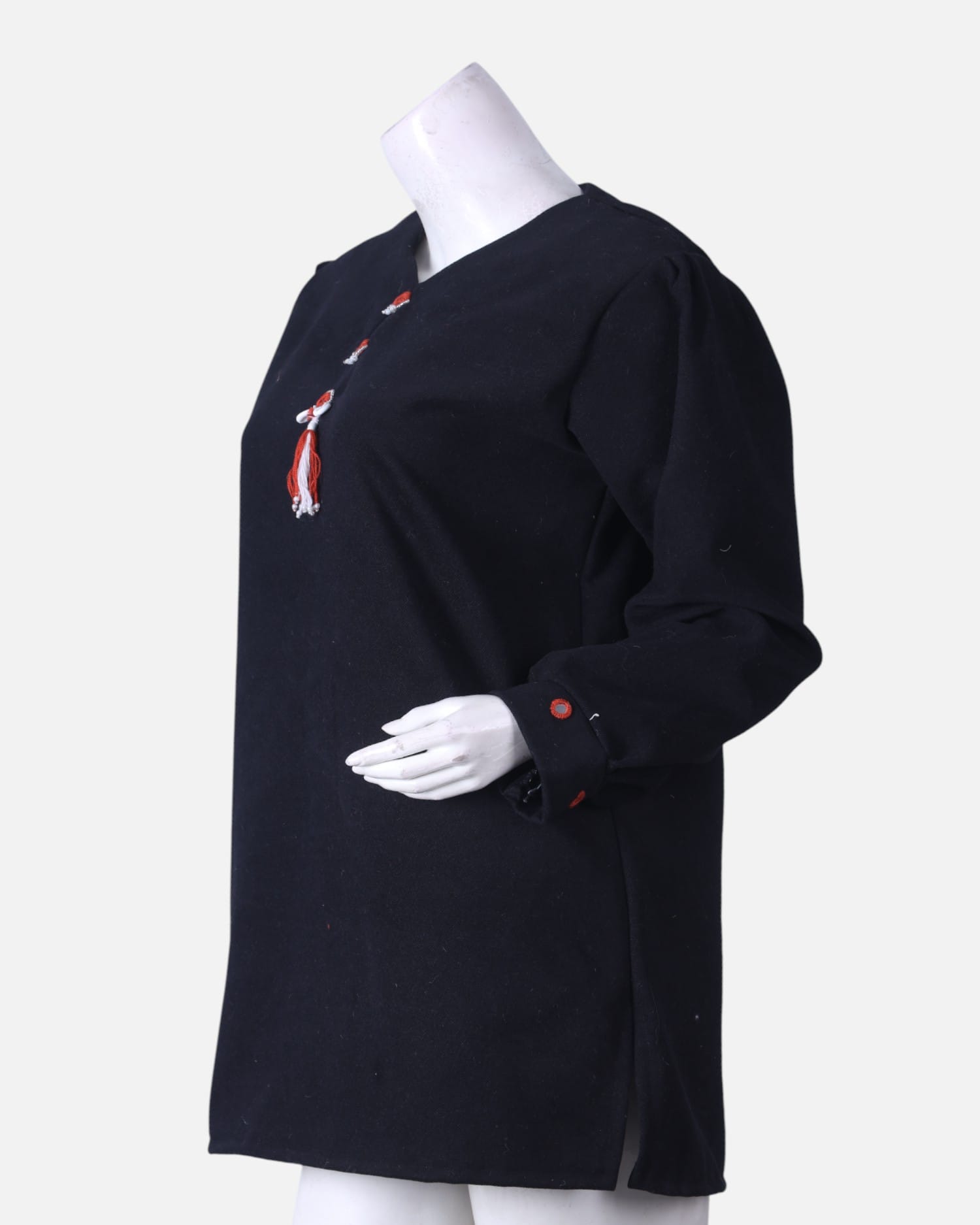 Handmade Afghan Women’s Blouse | Black Suede Blouse with Glass Embroidery | Traditional Afghan Top | Medium Size