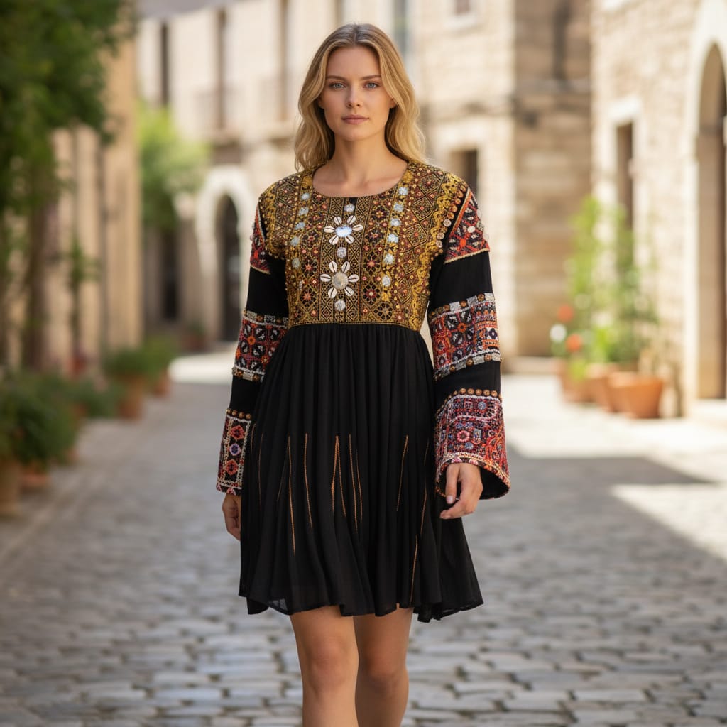 Noristani Design Crinkle Fabric Dress