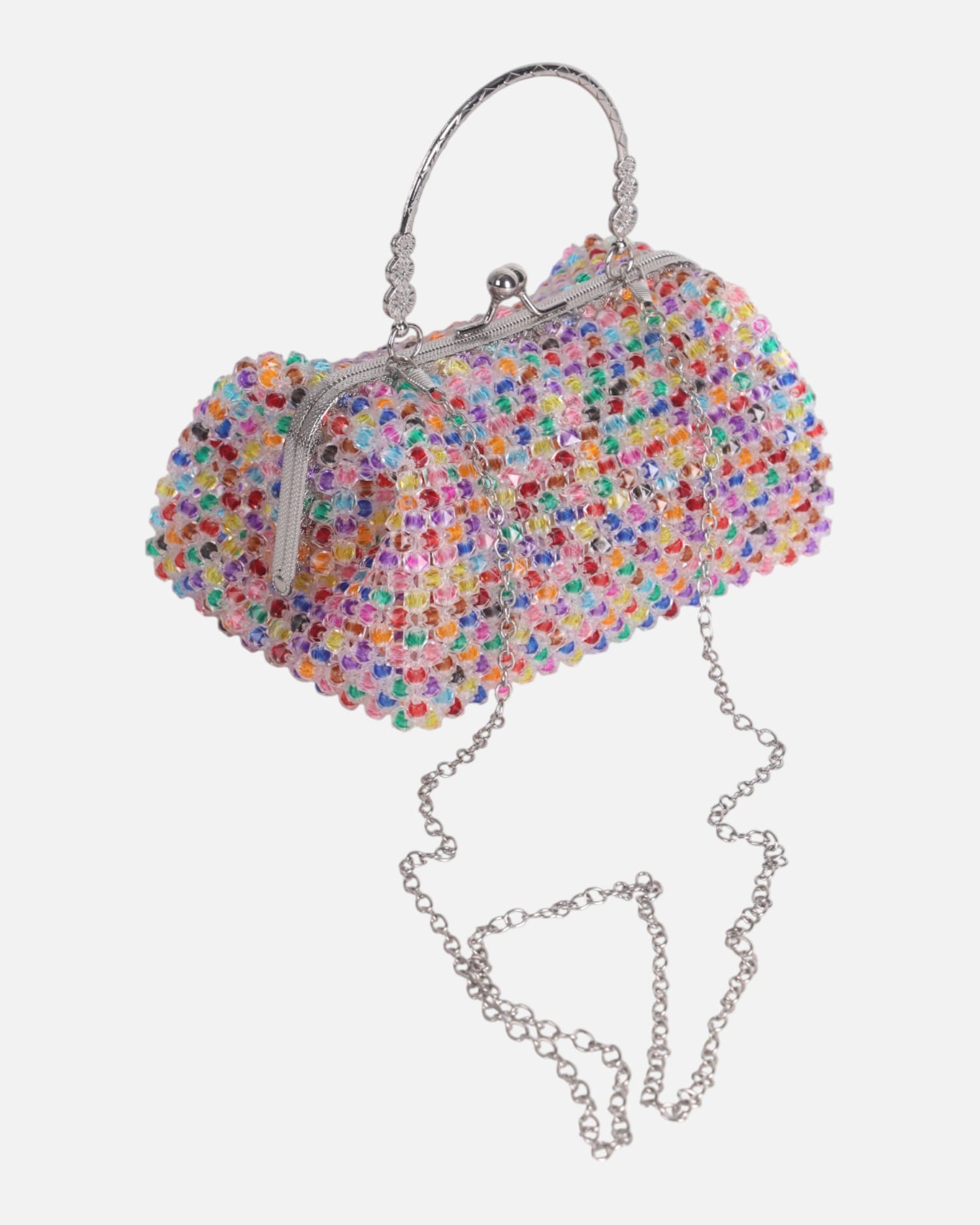Crystal Beaded Handbag with Chain Strap – Elegant Party Purse