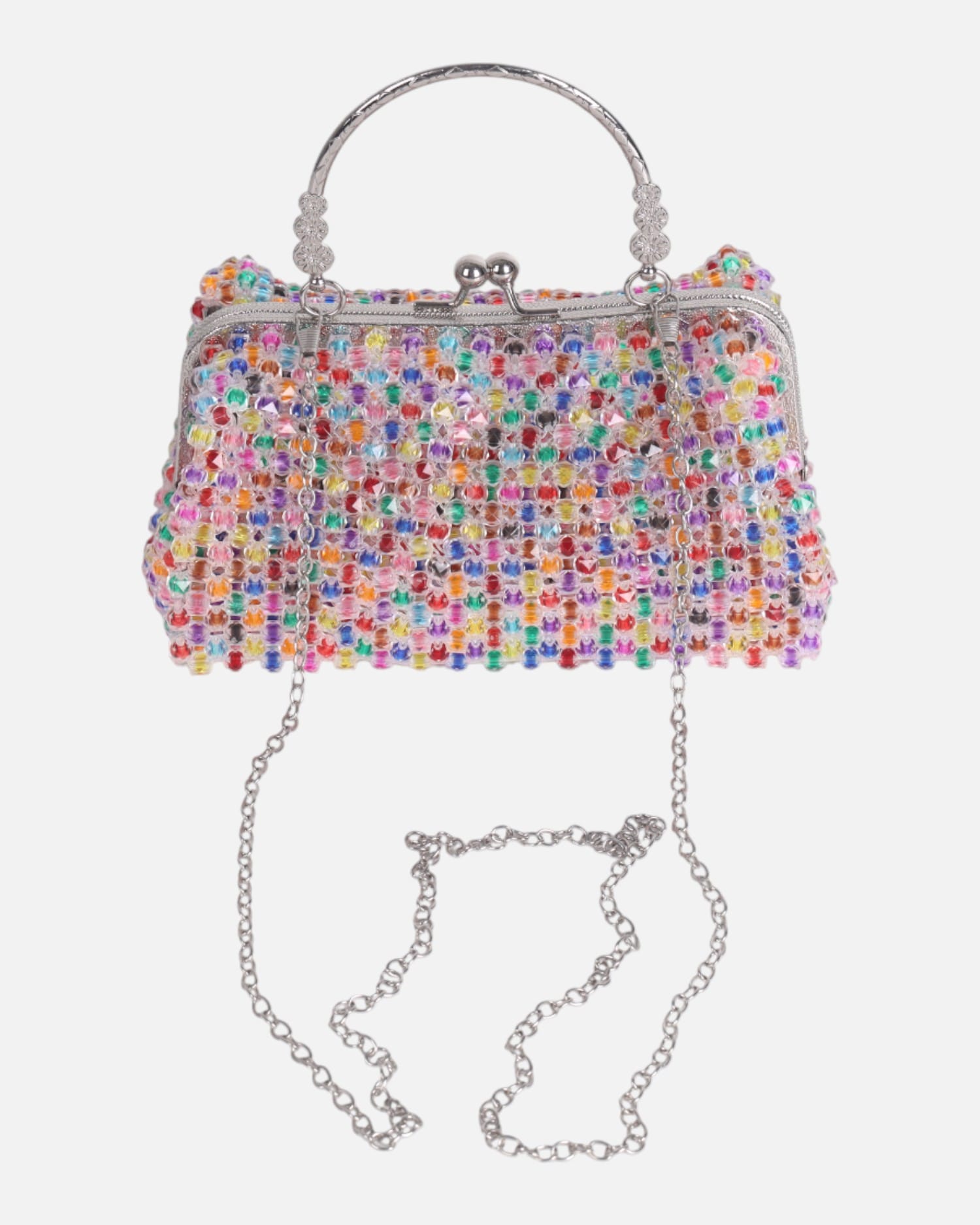 Crystal Beaded Handbag with Chain Strap – Elegant Party Purse