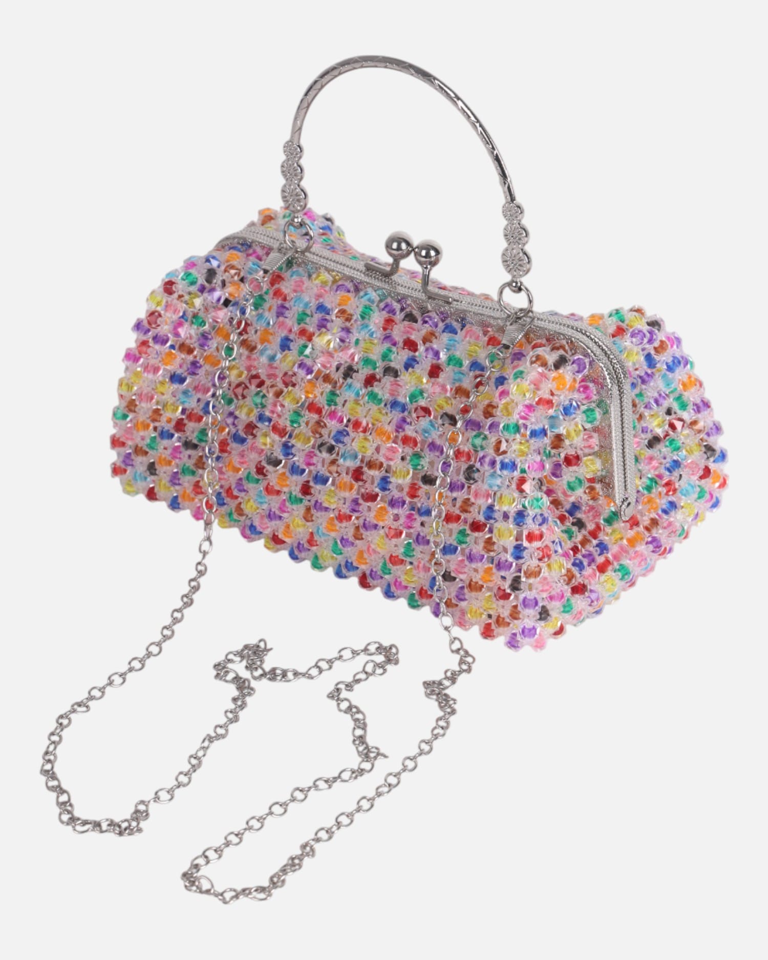 Crystal Beaded Handbag with Chain Strap – Elegant Party Purse
