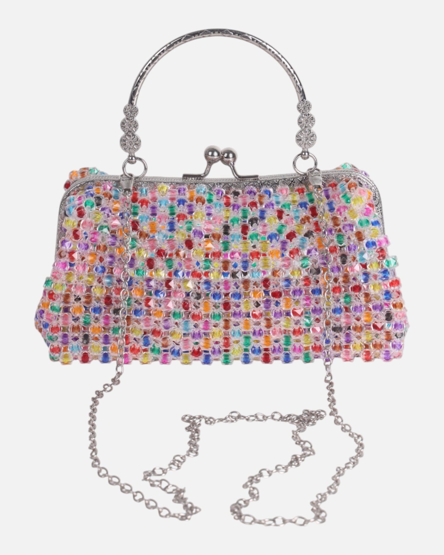 Crystal Beaded Handbag with Chain Strap – Elegant Party Purse