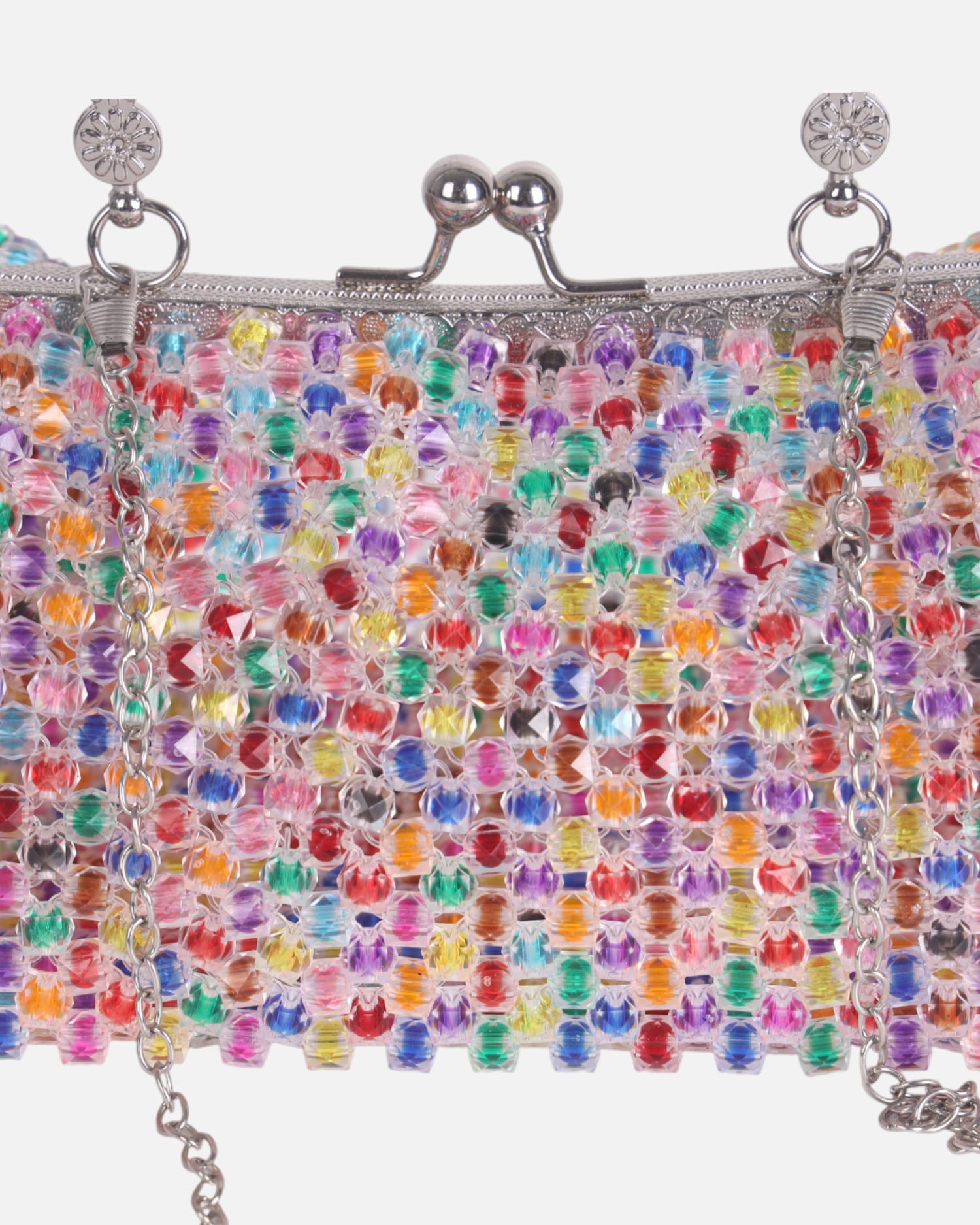 Crystal Beaded Handbag with Chain Strap – Elegant Party Purse