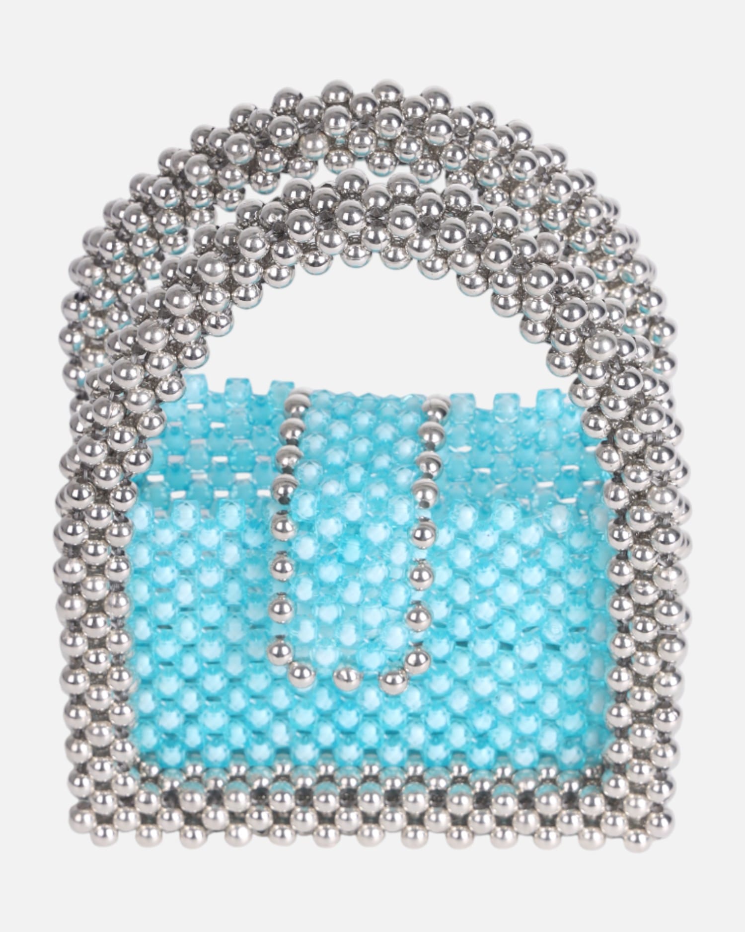 Crystal Sky Blue Beaded Bag, Blue Purple Bead Bag, Bead Shoulder Bag, Bead Bag Vintage, Gift For Her, Handmade Bag,Transparent Bead Bag,Blue Bag