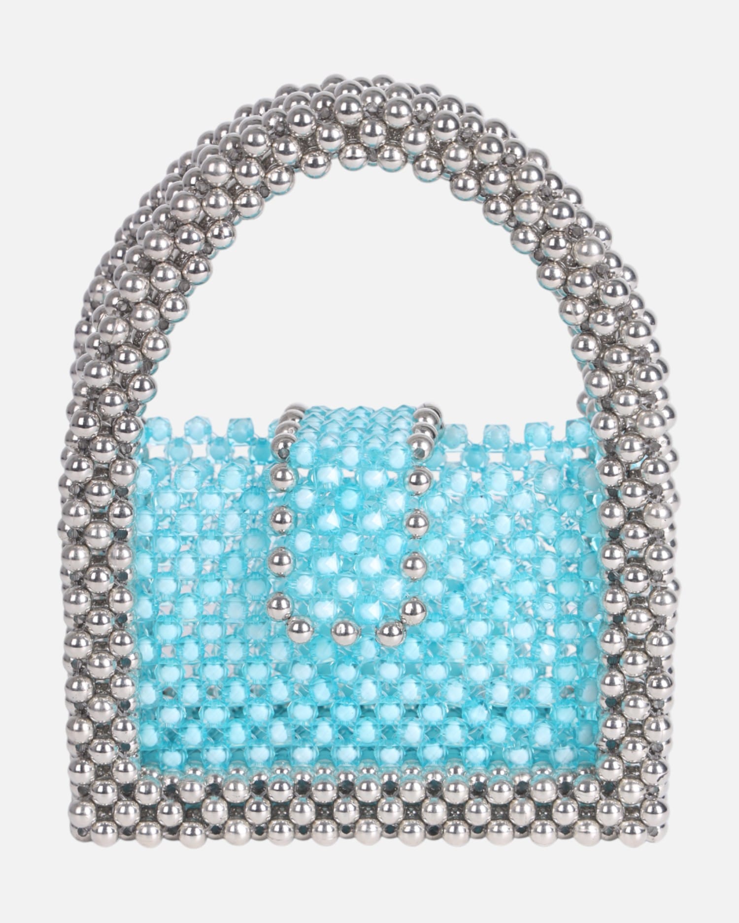 Crystal Sky Blue Beaded Bag, Blue Purple Bead Bag, Bead Shoulder Bag, Bead Bag Vintage, Gift For Her, Handmade Bag,Transparent Bead Bag,Blue Bag
