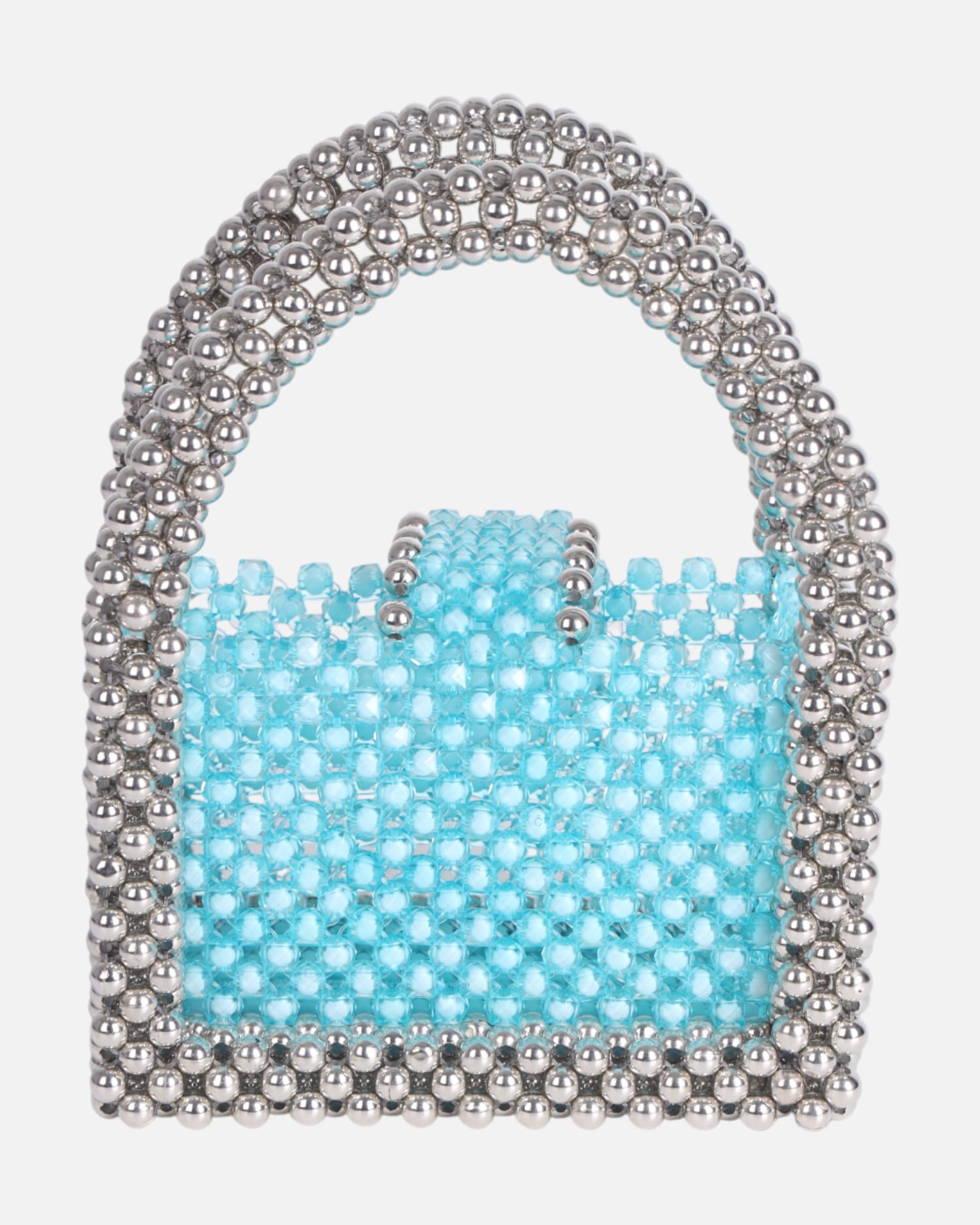 Crystal Sky Blue Beaded Bag, Blue Purple Bead Bag, Bead Shoulder Bag, Bead Bag Vintage, Gift For Her, Handmade Bag,Transparent Bead Bag,Blue Bag