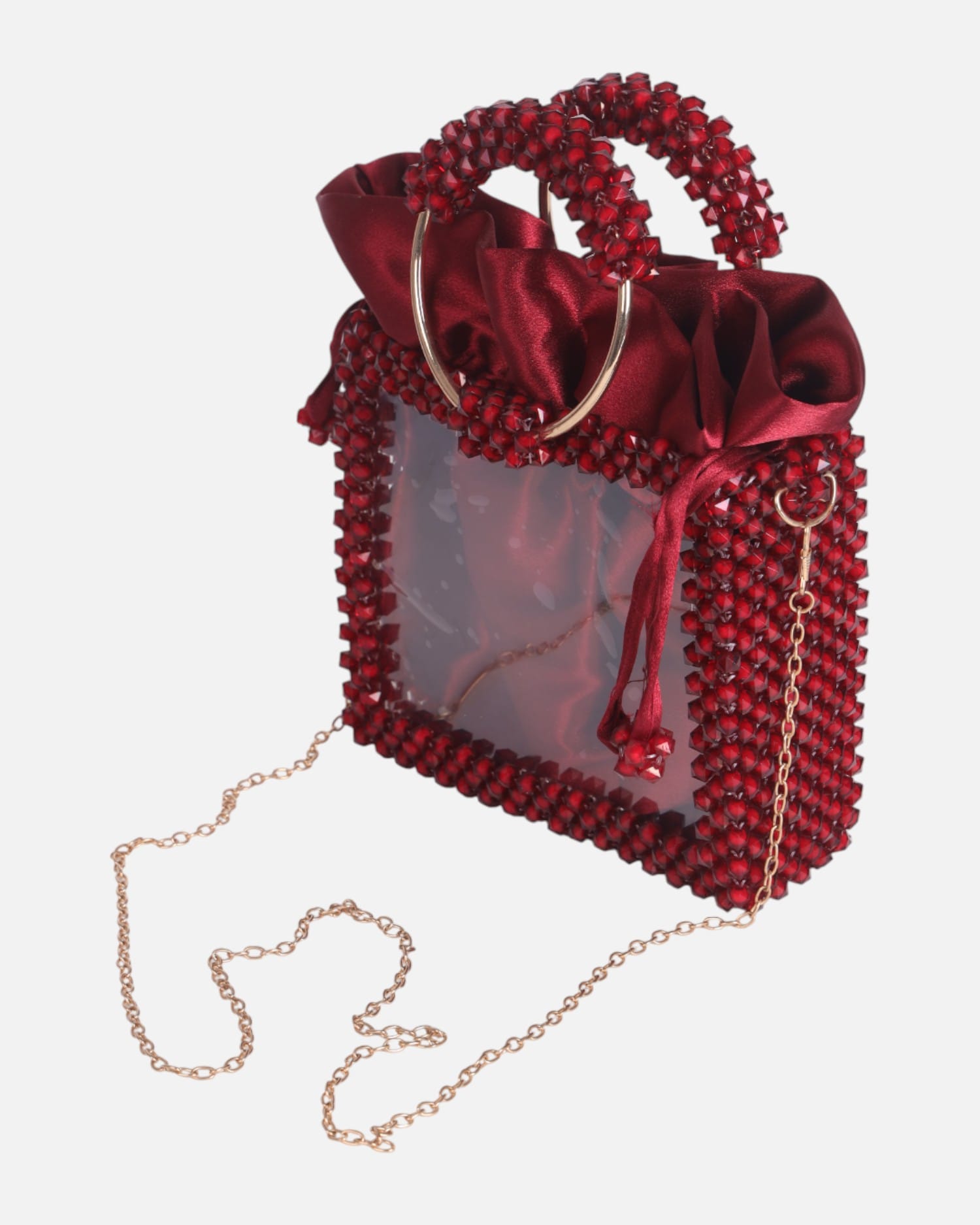 Red Crystal Beaded Evening Bag – Elegant Luxury Handcrafted Purse