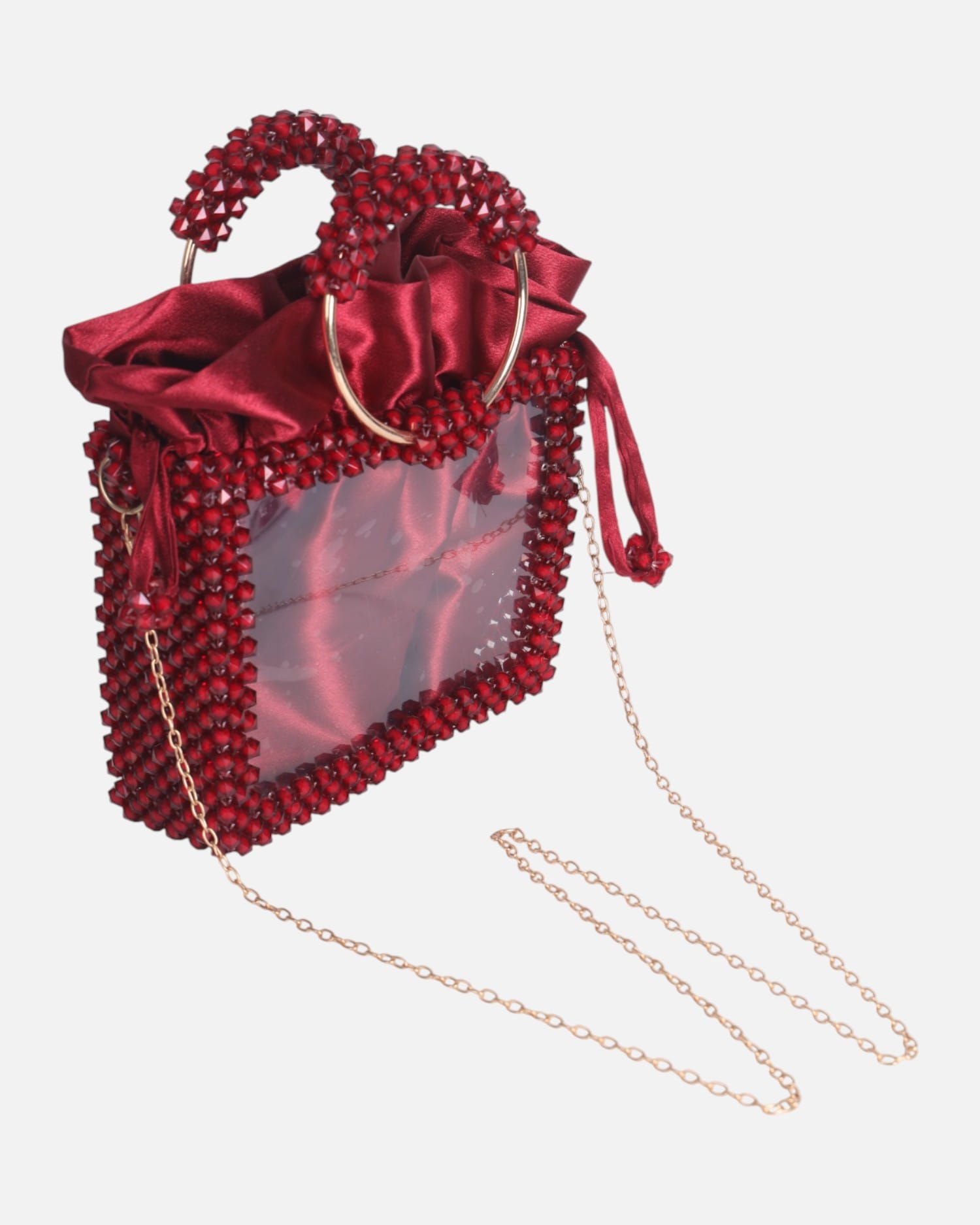 Red Crystal Beaded Evening Bag – Elegant Luxury Handcrafted Purse