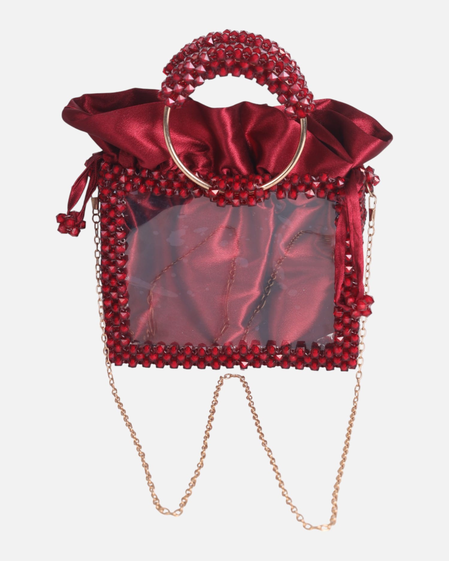 Red Crystal Beaded Evening Bag – Elegant Luxury Handcrafted Purse