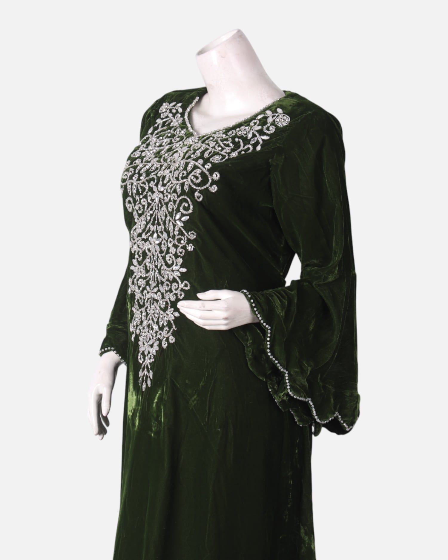 Areeb Velvet Embroidered Dress – Crystal Neck